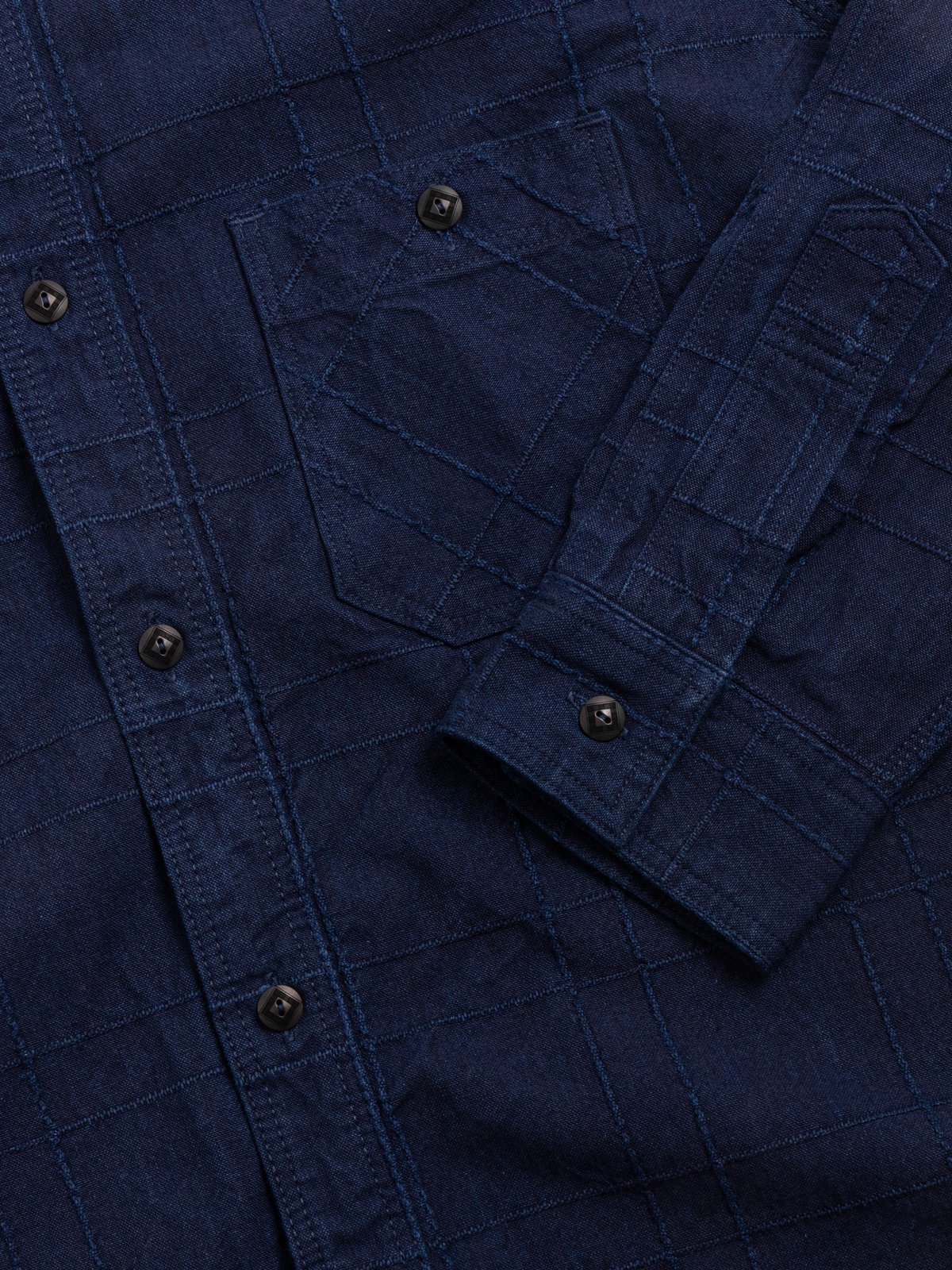 (SSS26&ndash;ARSW) LATTICE SASHIKO WORK SHIRT NATURAL INDIGO - Image 2
