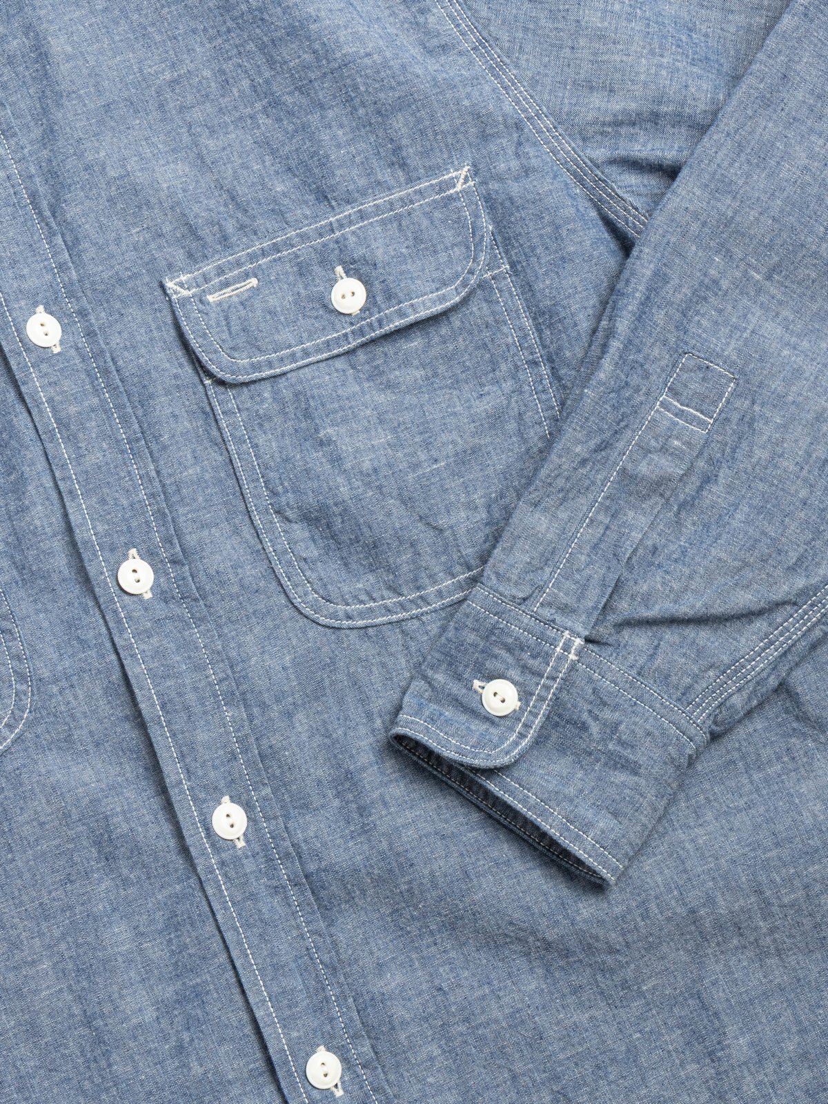 (F3494) 5oz CHAMBRAY WORK SHIRT BLUE - Image 3