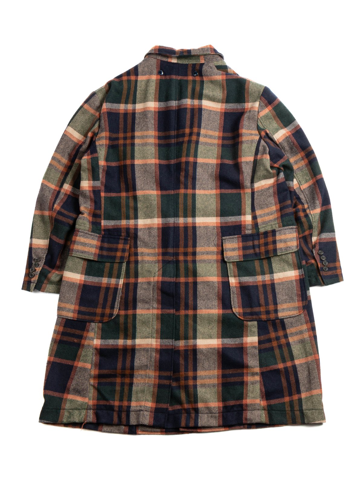 CHESTER COAT JACKET NAVY/BROWN HEAVY WOOL PLAID - Image 9