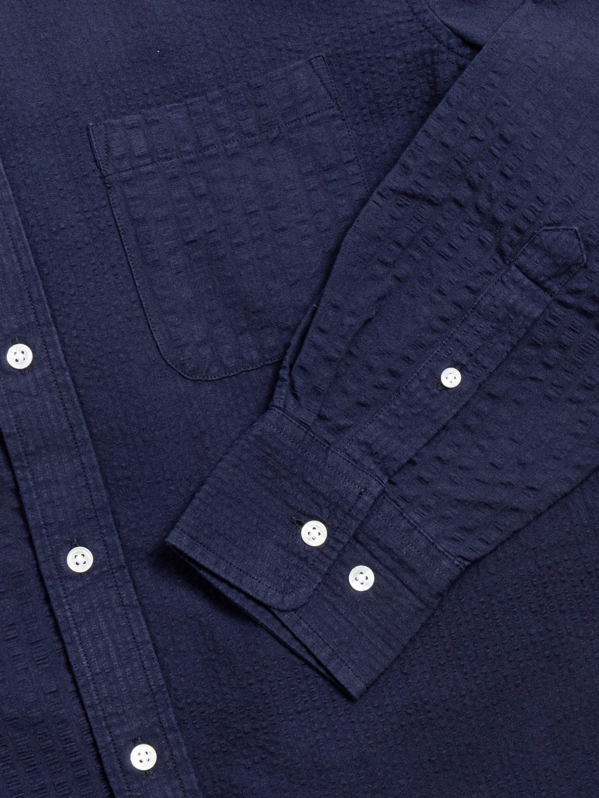 (OM45645.33) ENGINEERED SEERSUCKER WEAVE SHIRT NAVY - Image 3