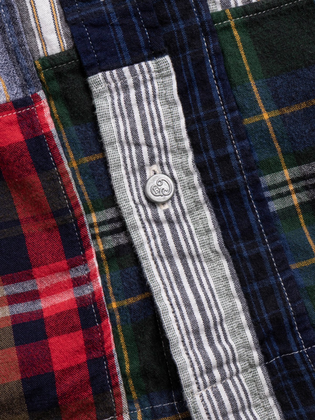(OM45475.10) TBB HAND WOVEN WINTER MADRAS PATCHWORK B.D. STRAIGHT HEM SHIRT - Image 4