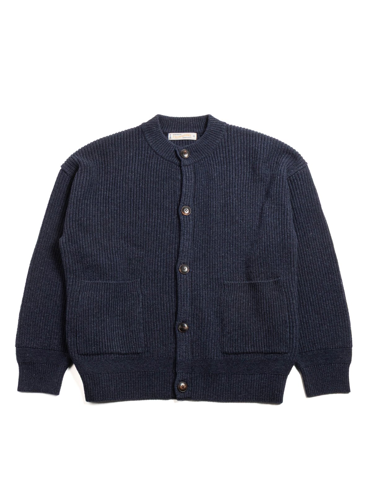 HEAVY WOOL ROUND CARDIGAN INDIGO - Image 1