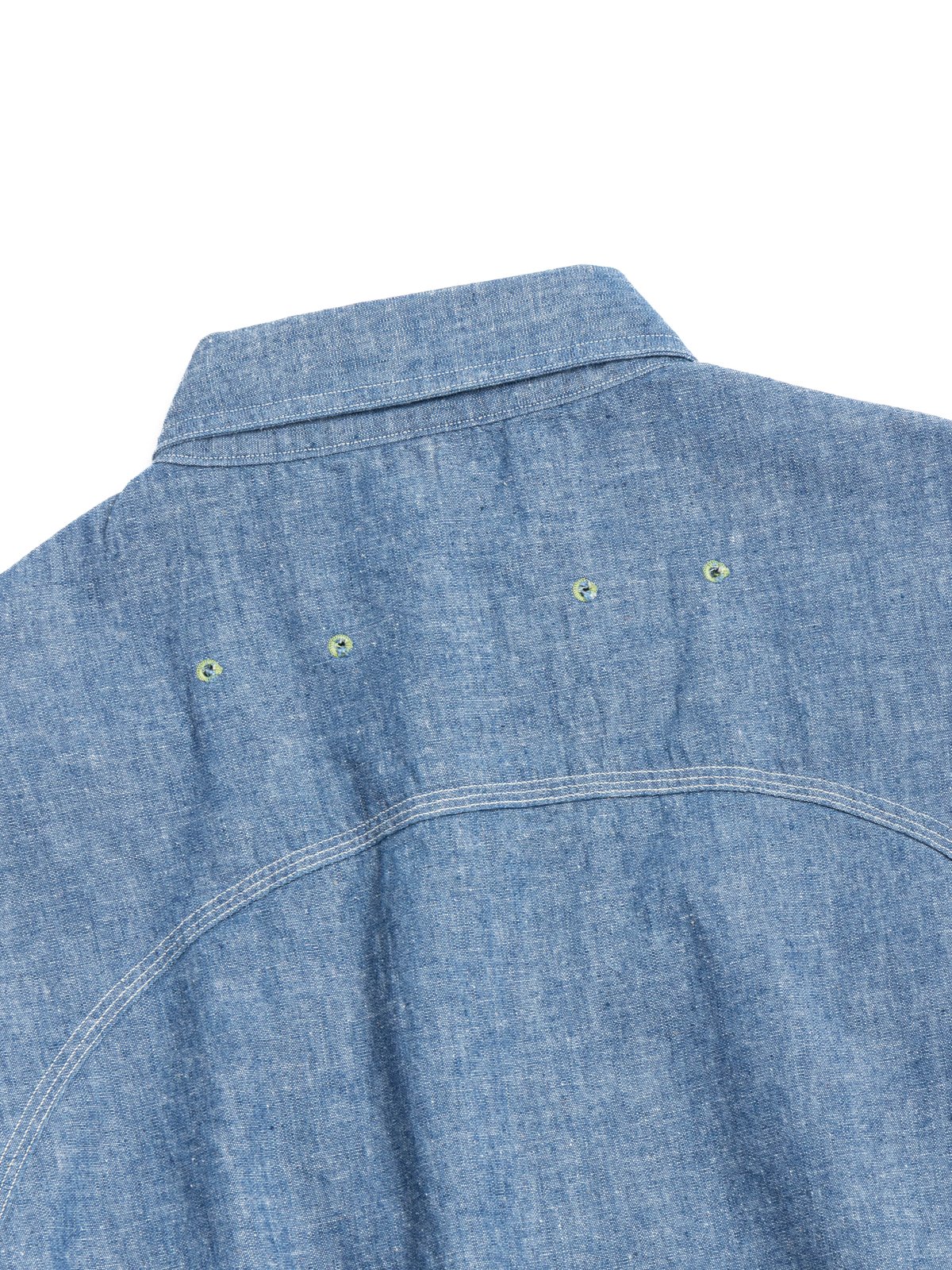 (LOT 3064 / DUCK DIGGER) VENTILATION TRIPLE STITCH CHAMBRAY SHIRTS SAX - Image 5