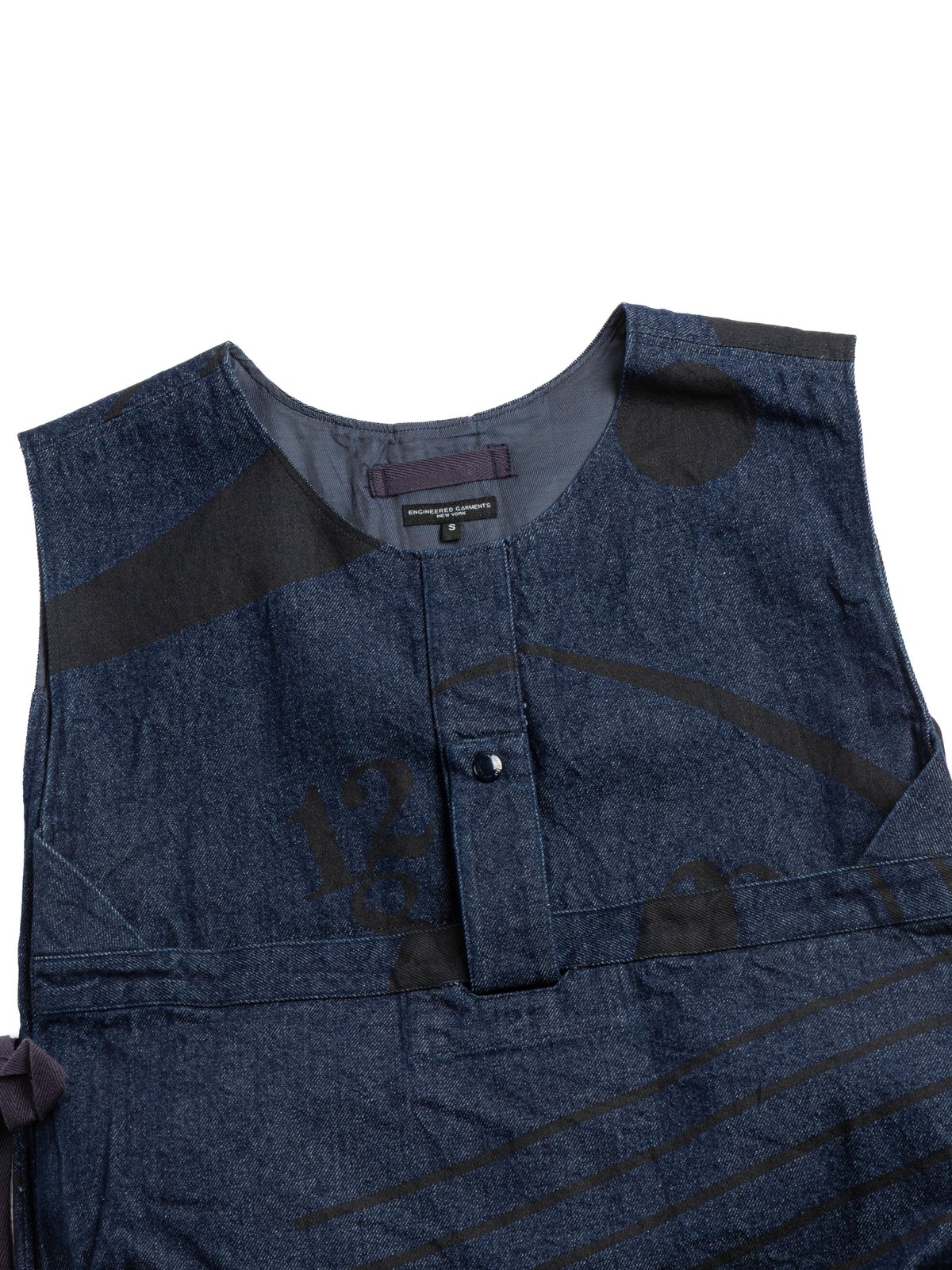 NEWS BOY VEST INDIGO MUSIC NOTE PRINTED DENIM - Image 2