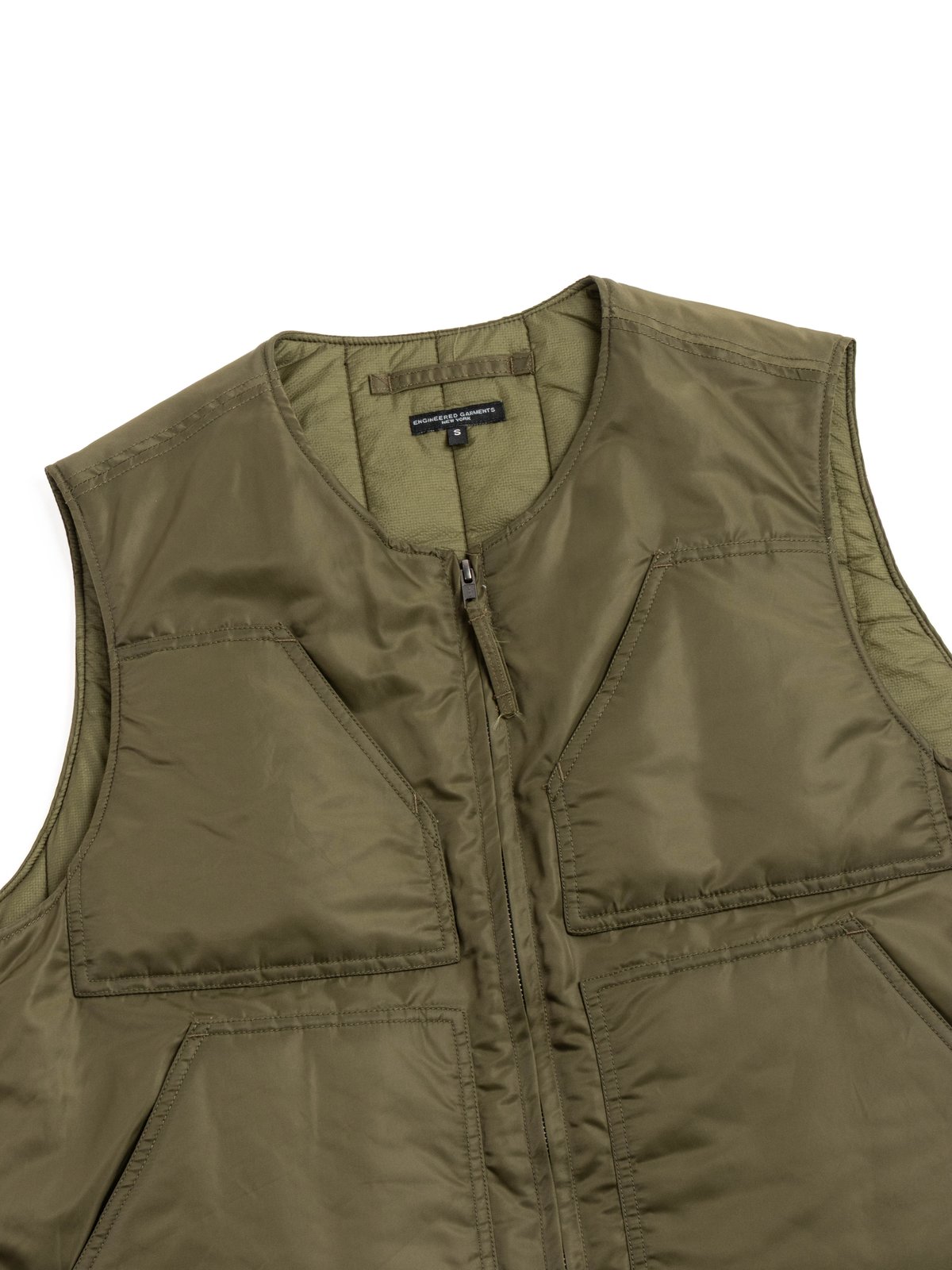 OVER VEST / OLIVE FLIGHT SATEEN NYLON - Image 2
