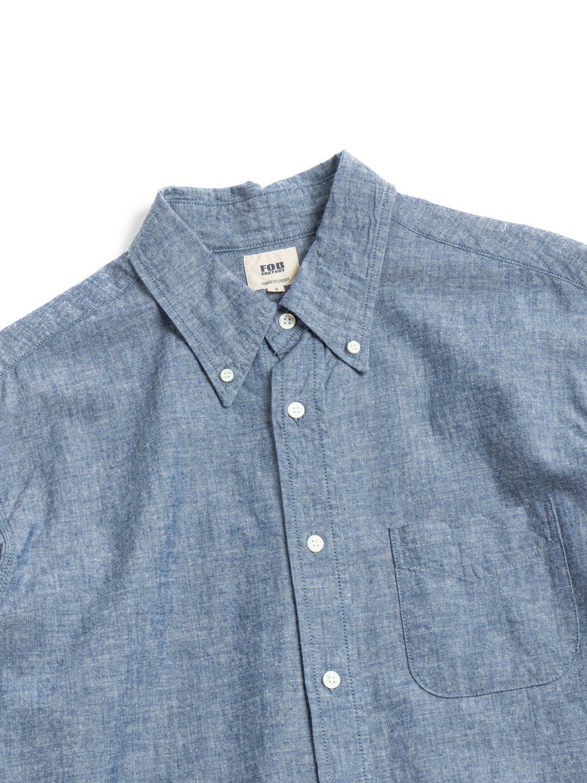 (F3502) 5oz CHAMBRAY B.D SHIRT BLUE - Image 2