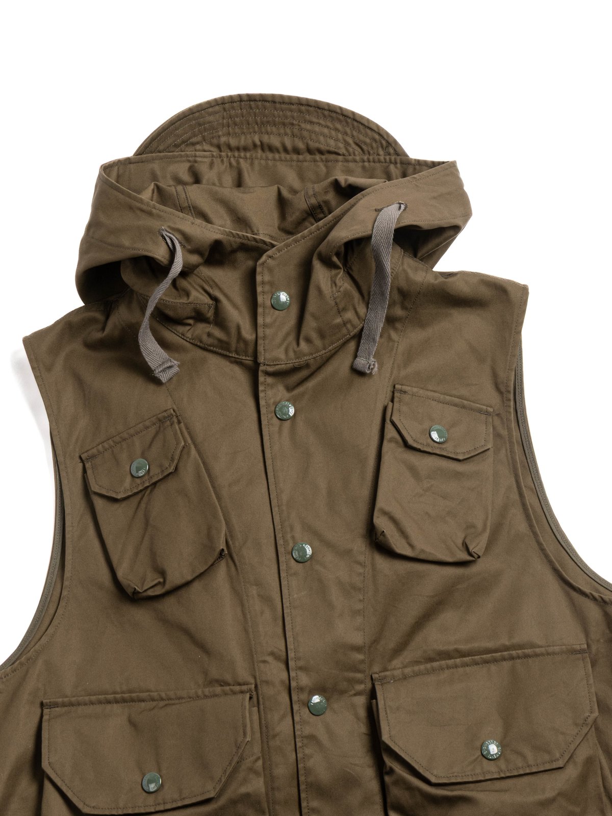 FIELD VEST DK. OLIVE COTTON VENTILE TWILL - Image 2