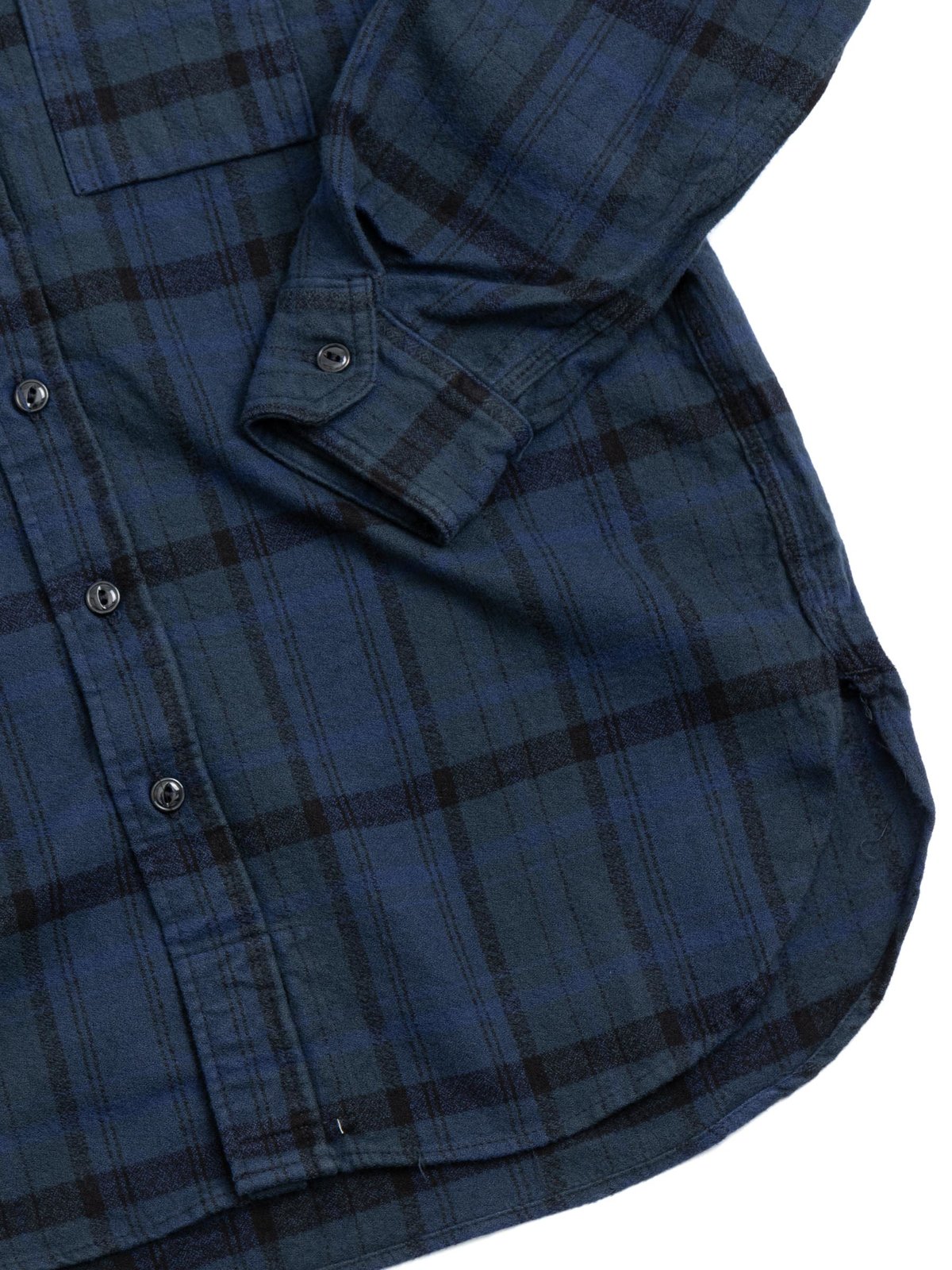 WORK SHIRT NAVY BLACK PLAID COTTON FLANNEL - Image 3