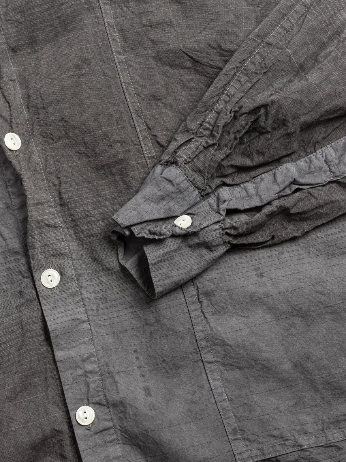 STOLE POCKET BUTTERFLY SHIRT DOPPLER STRIPE COTTON CAMBRIC CHESTNUT DYED - Image 3