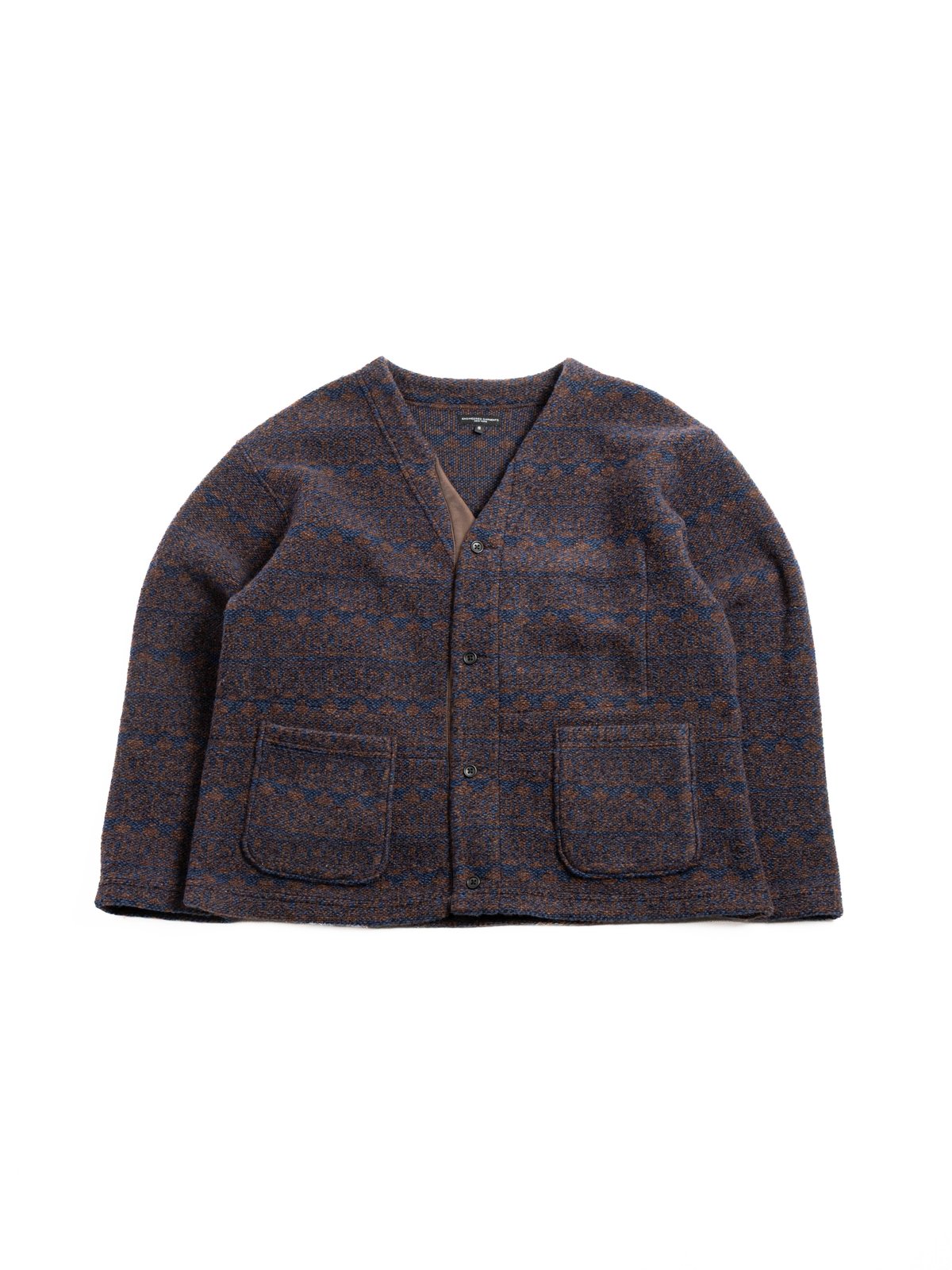 KNIT CARDIGAN / BROWN / NAVY HORIZONTAL STRIPE SWEATER KNIT - Image 1
