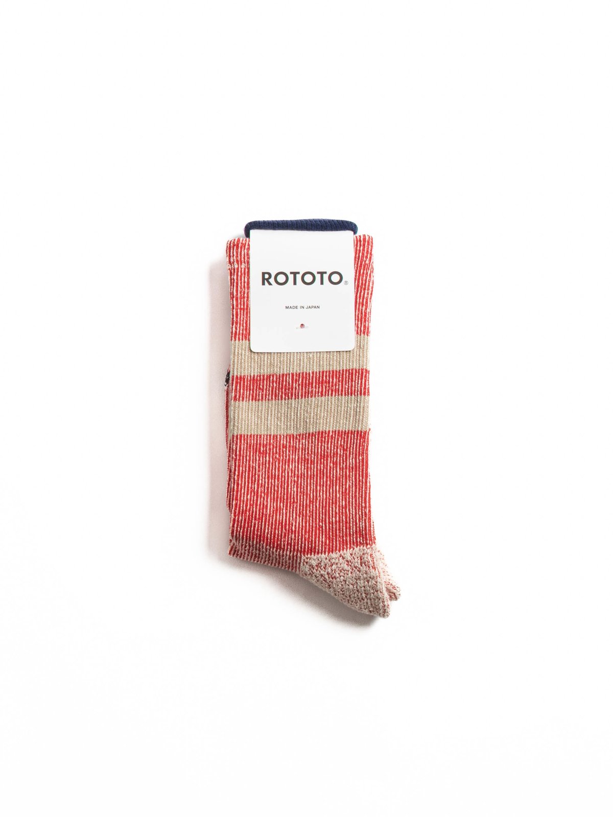 (R1589) PILE STRIPE MARL SOCKS RED / BEIGE - Image 1