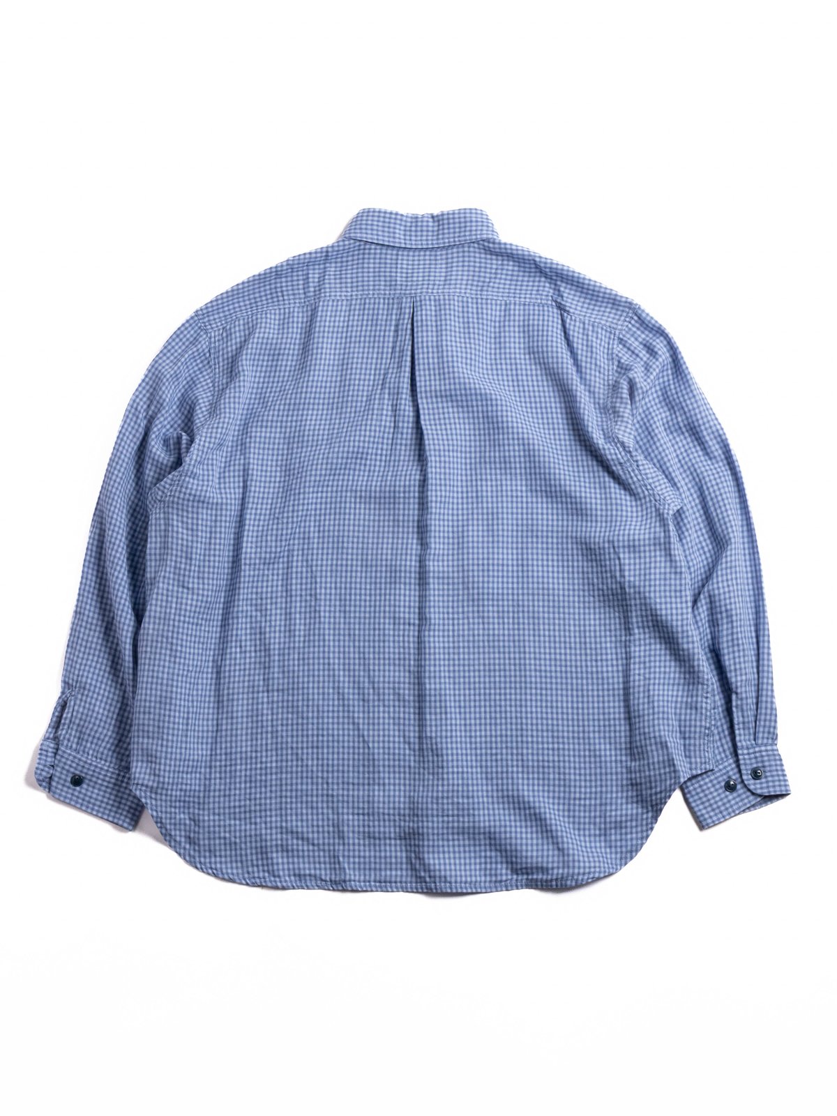 (H&ndash;SH065) DOUBLE CLOTH SMALL CHECK WORK SHIRT LIGHT BLUE - Image 5