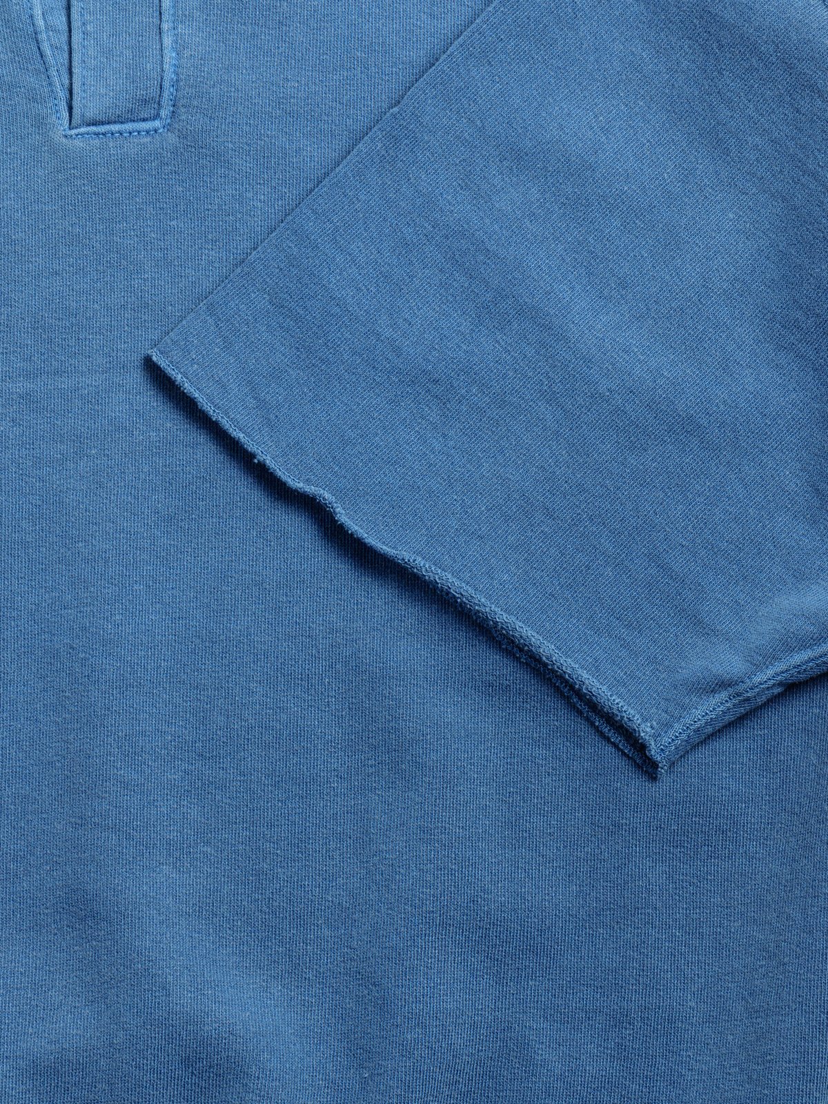 (LOT 74004PD) CUT OFF SLEEVE POLO SHIRT PIGMENT DYED LIGHT INDIGO - Image 4