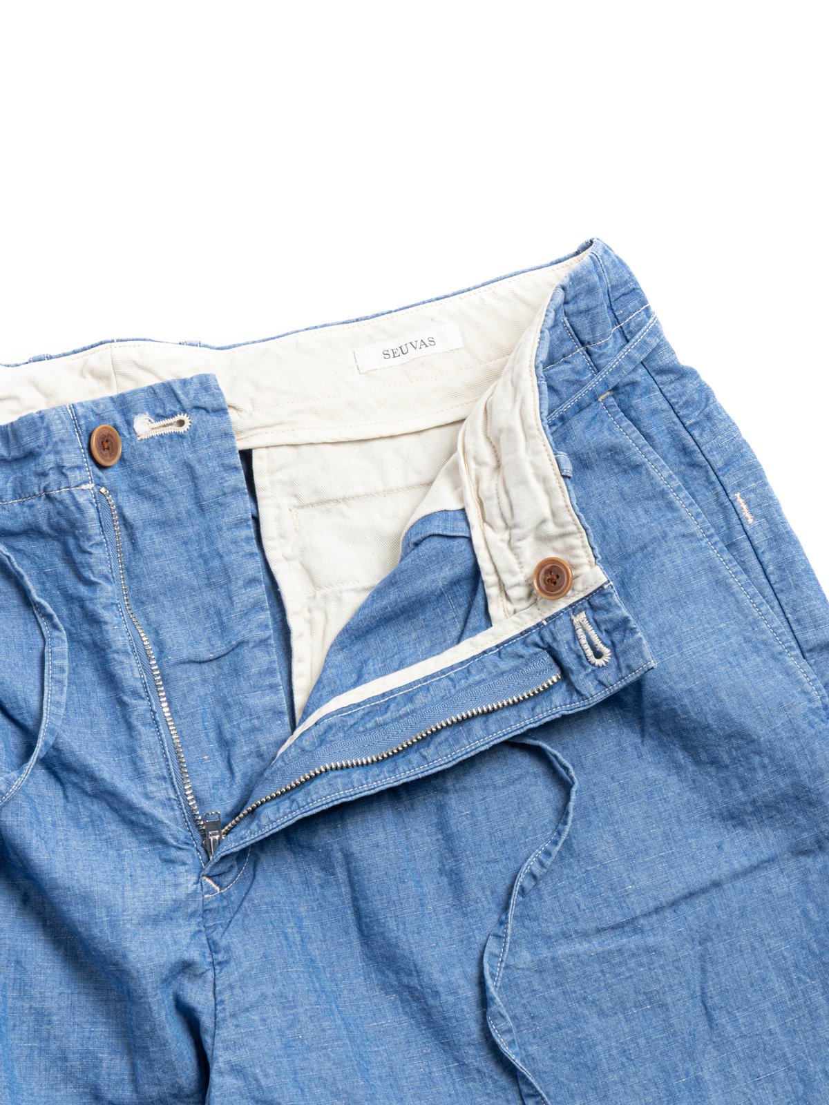 (SV&ndash;PT&ndash;013) C/L CHAMBRAY TAPERED 2TUCK PANT BLUE  - Image 2
