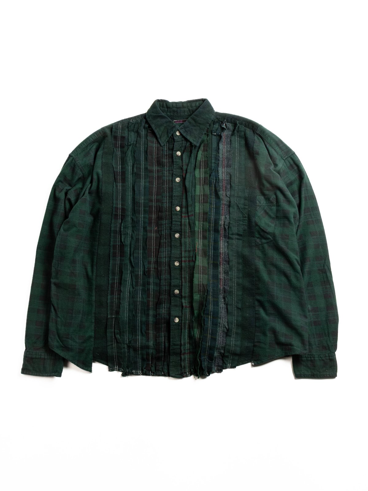 REBUILD BY NEEDLES FLANNEL SHIRT RIBBON SHIRT WIDE GREEN - Image 1