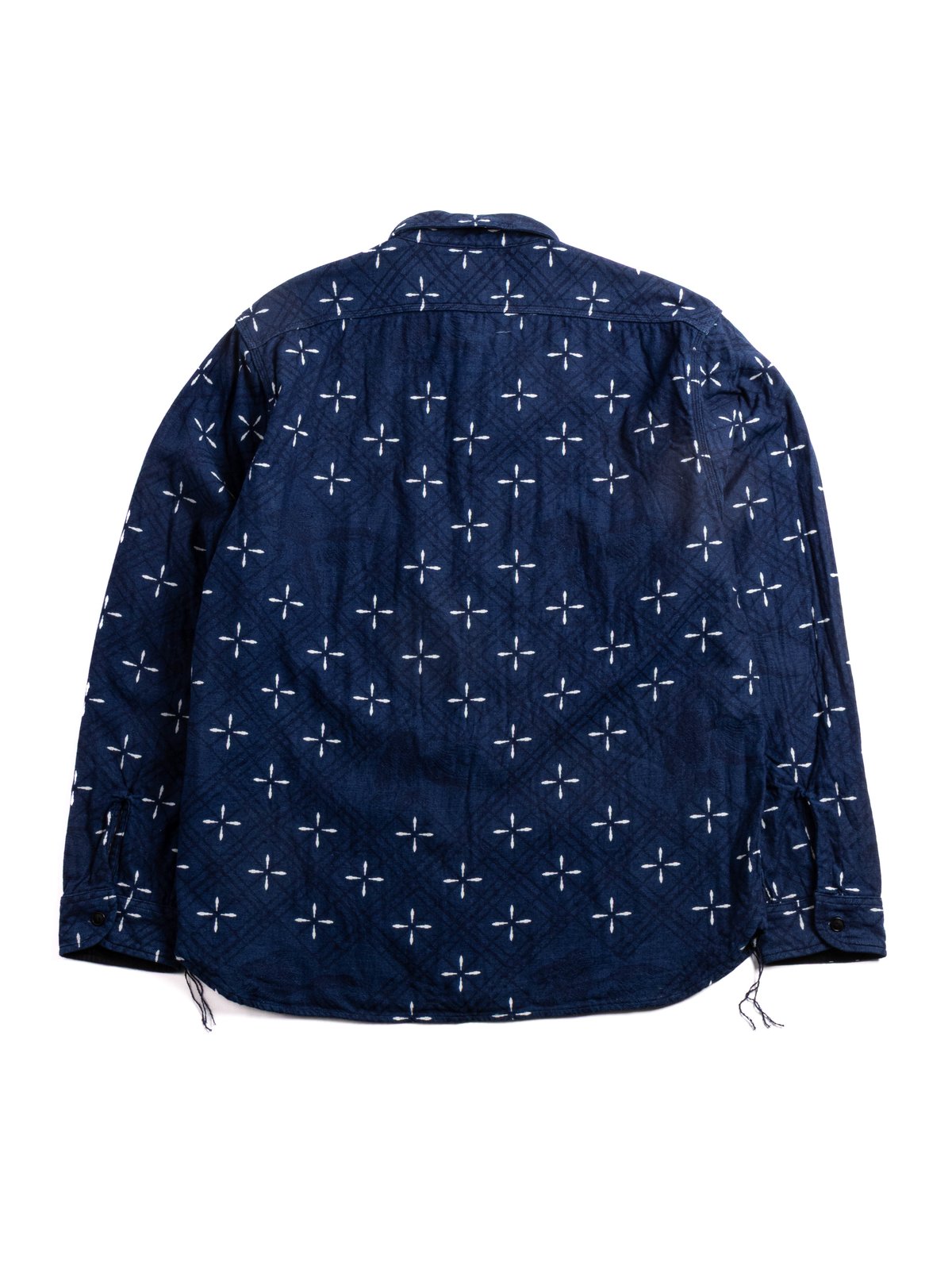 (SSS25&ndash;02W ) NARIHIRABISHI GOLDFISH PATTERN JACQUARD WORK SHIRT INDIGO - Image 4
