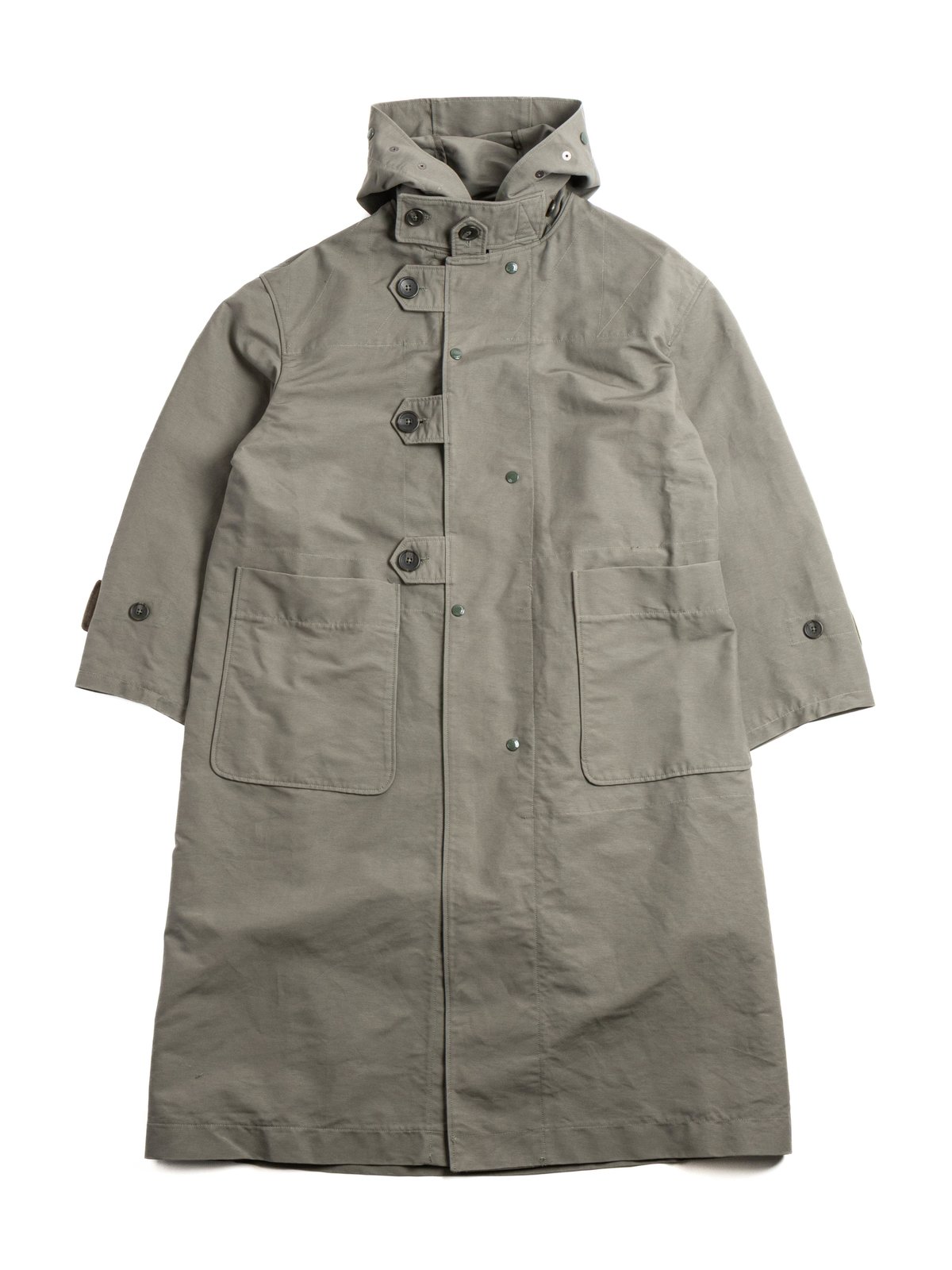 DUFFLE COAT OLIVE COTTON DOUBLE CLOTH - Image 1