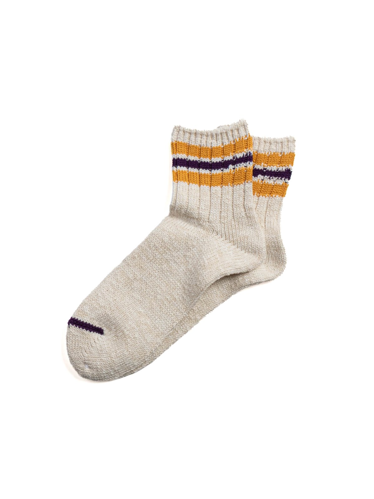 3 LINE SLUB Q SOCK OATMEAL  - Image 2