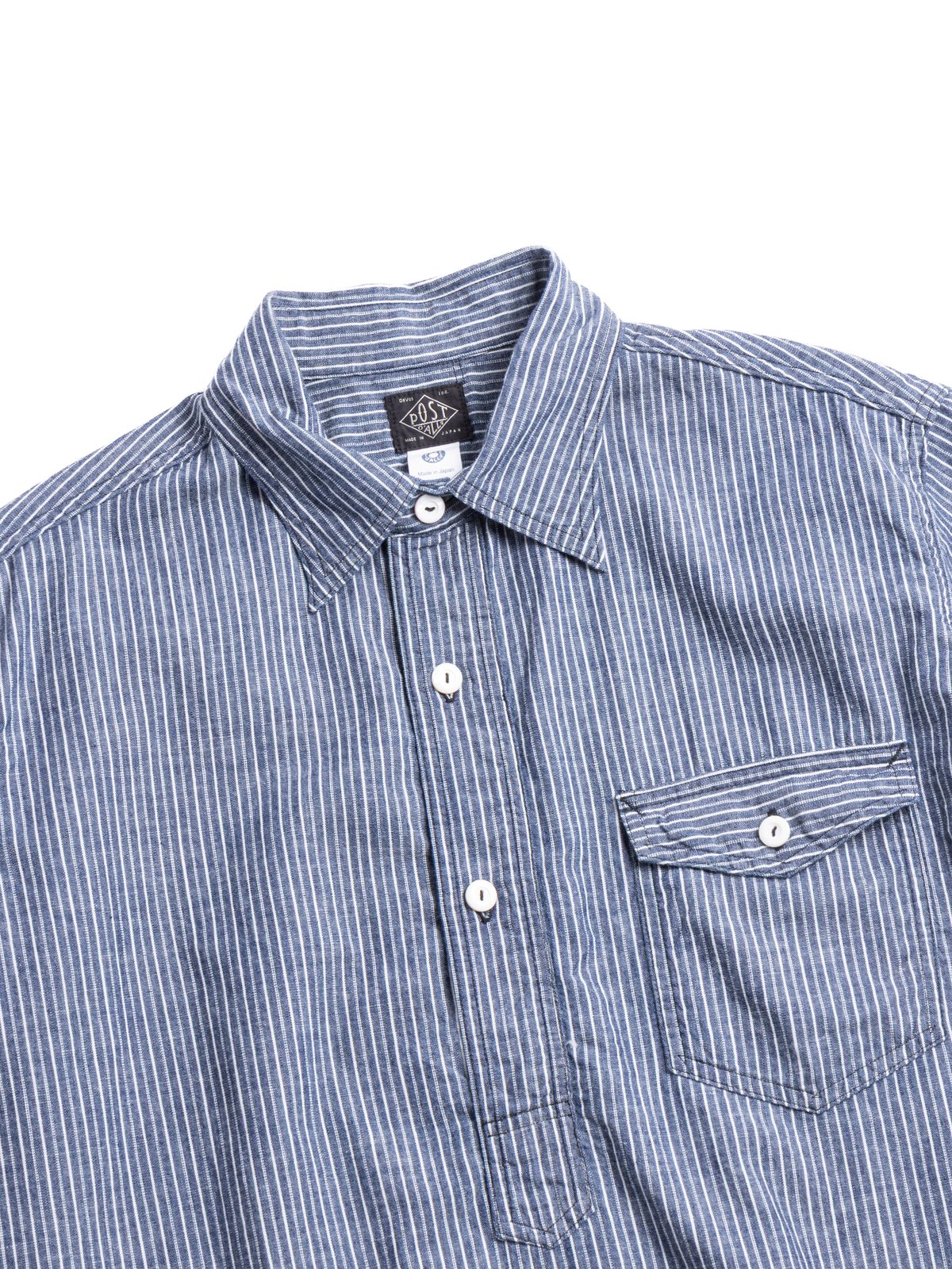 (3213S&ndash;SC) NAVY CUT S/S STRIPE CHAMBRAY INDIGO - Image 2
