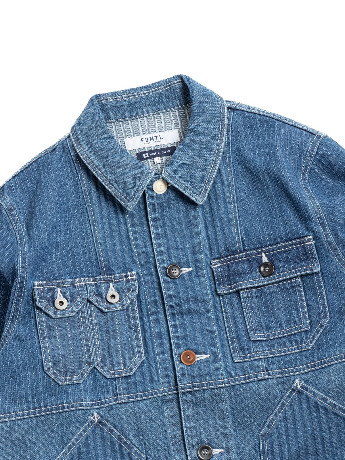 FDMTL PACHWORK COVERALL JACKET 3YR WASH INDIGO - Image 1