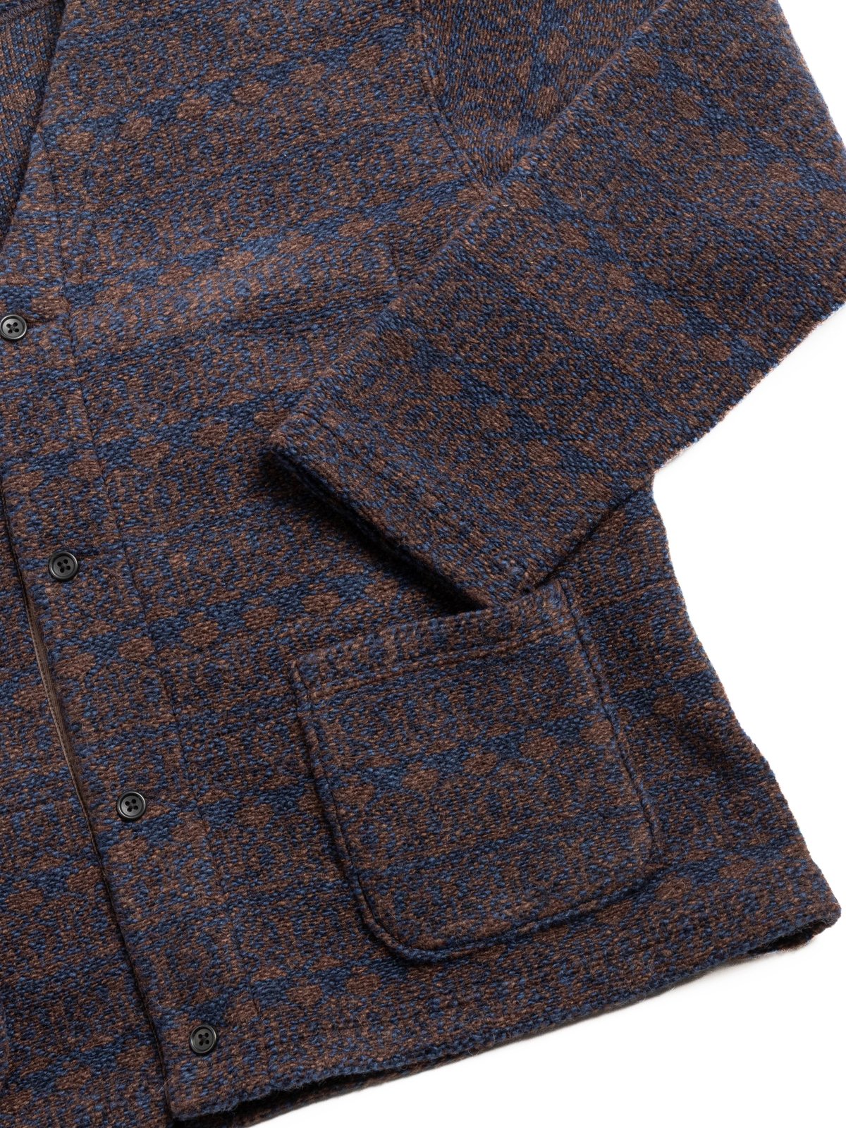 KNIT CARDIGAN / BROWN / NAVY HORIZONTAL STRIPE SWEATER KNIT - Image 3
