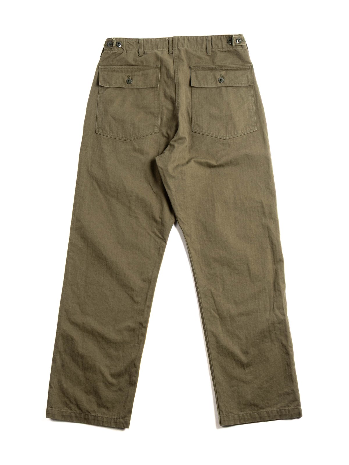 (V5002) HERRINGBONE VINTAGE FIT FATIGUE PANTS ARMY GREEN - Image 6