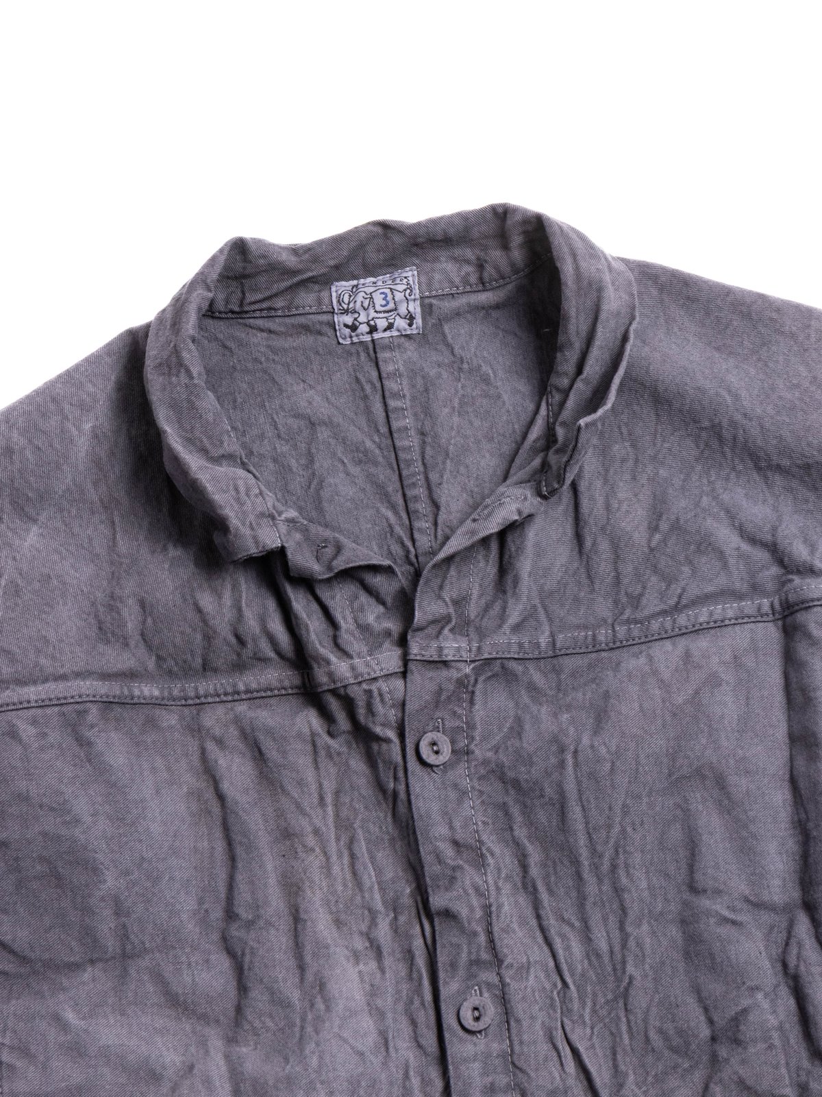 TYPE 401 PLEAT POCKET SHIRT COTTON DROP CLOTH GREY LOGWOOD - Image 2