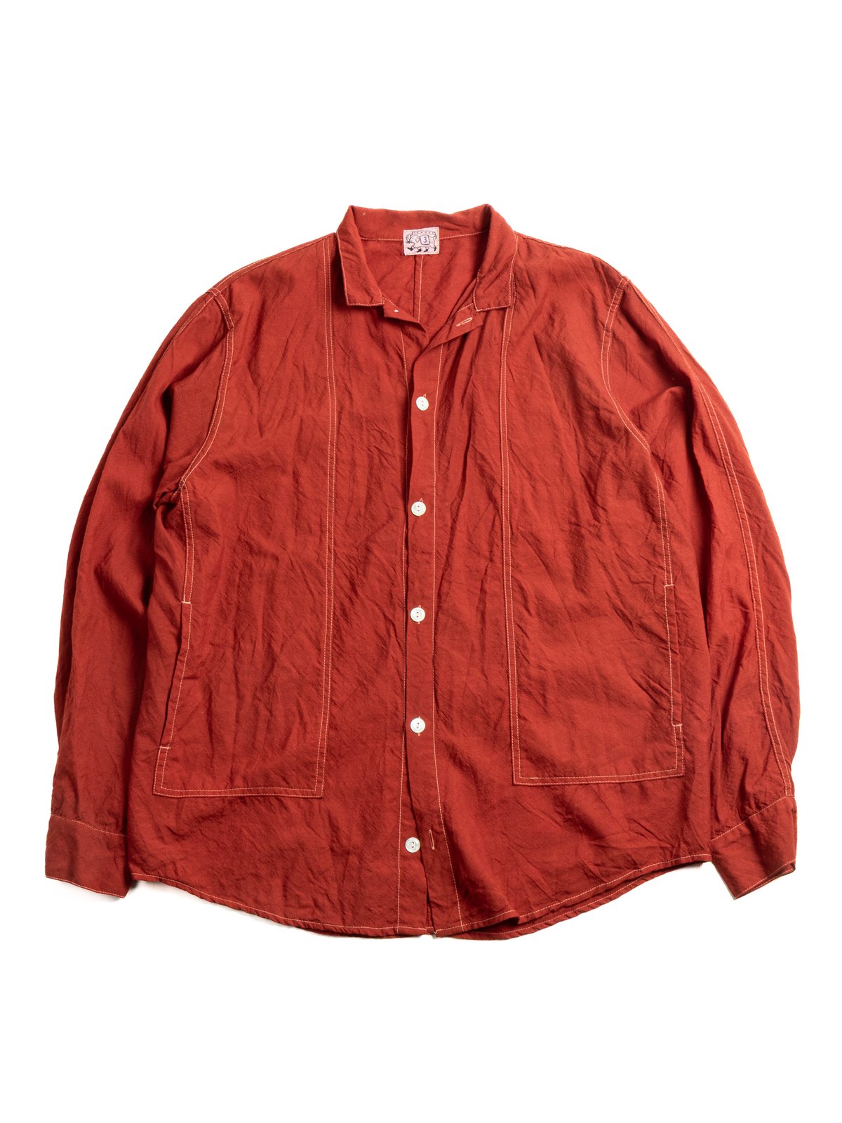 STOLE POCKET BUTTERFLY SHIRT WOOL CALICO TURKEY RED DYED - Image 1