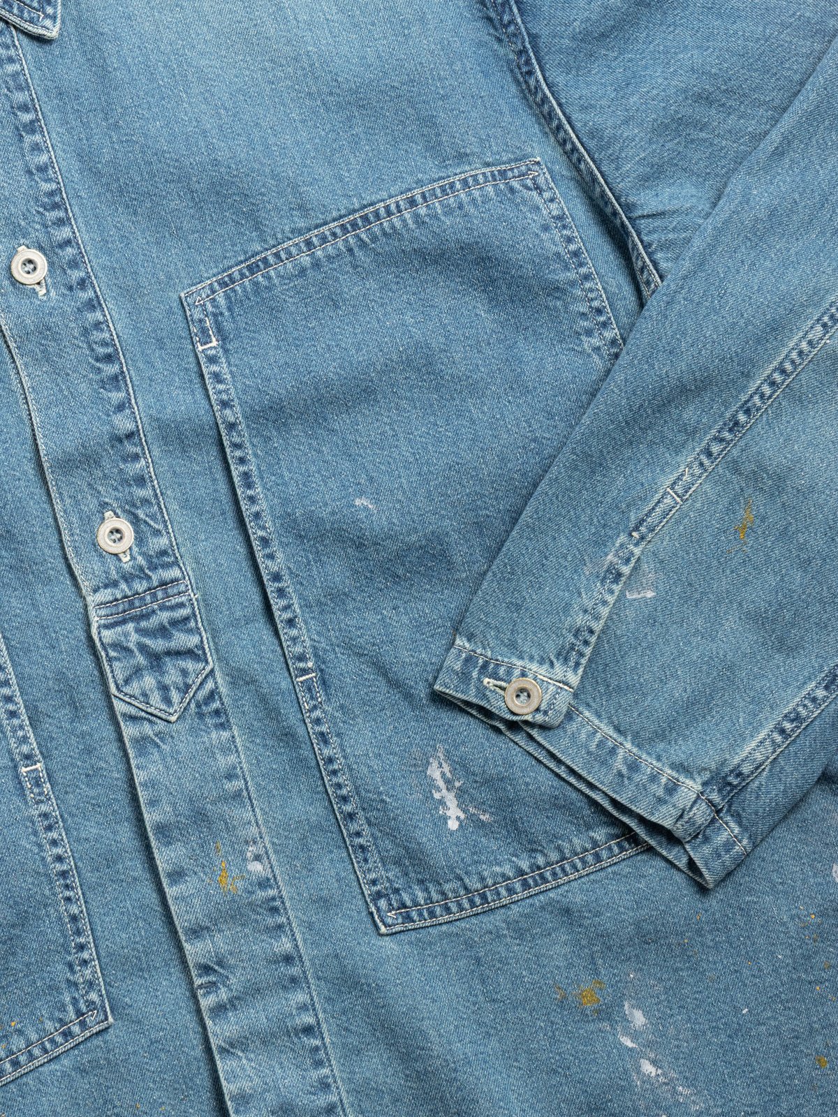 (47&ndash;706E) MILITARY SHIRT JACKET COTTON LINEN DENIM USED - Image 2