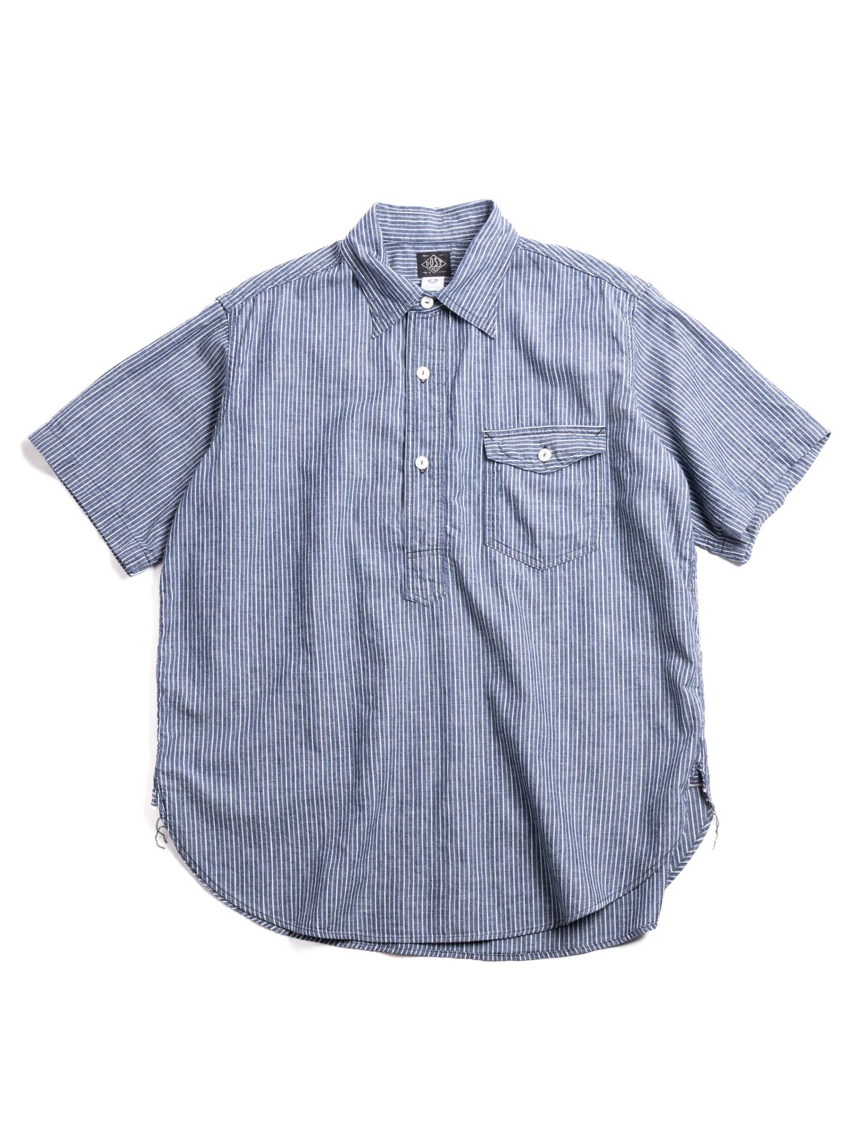 (3213S&ndash;SC) NAVY CUT S/S STRIPE CHAMBRAY INDIGO - Image 1