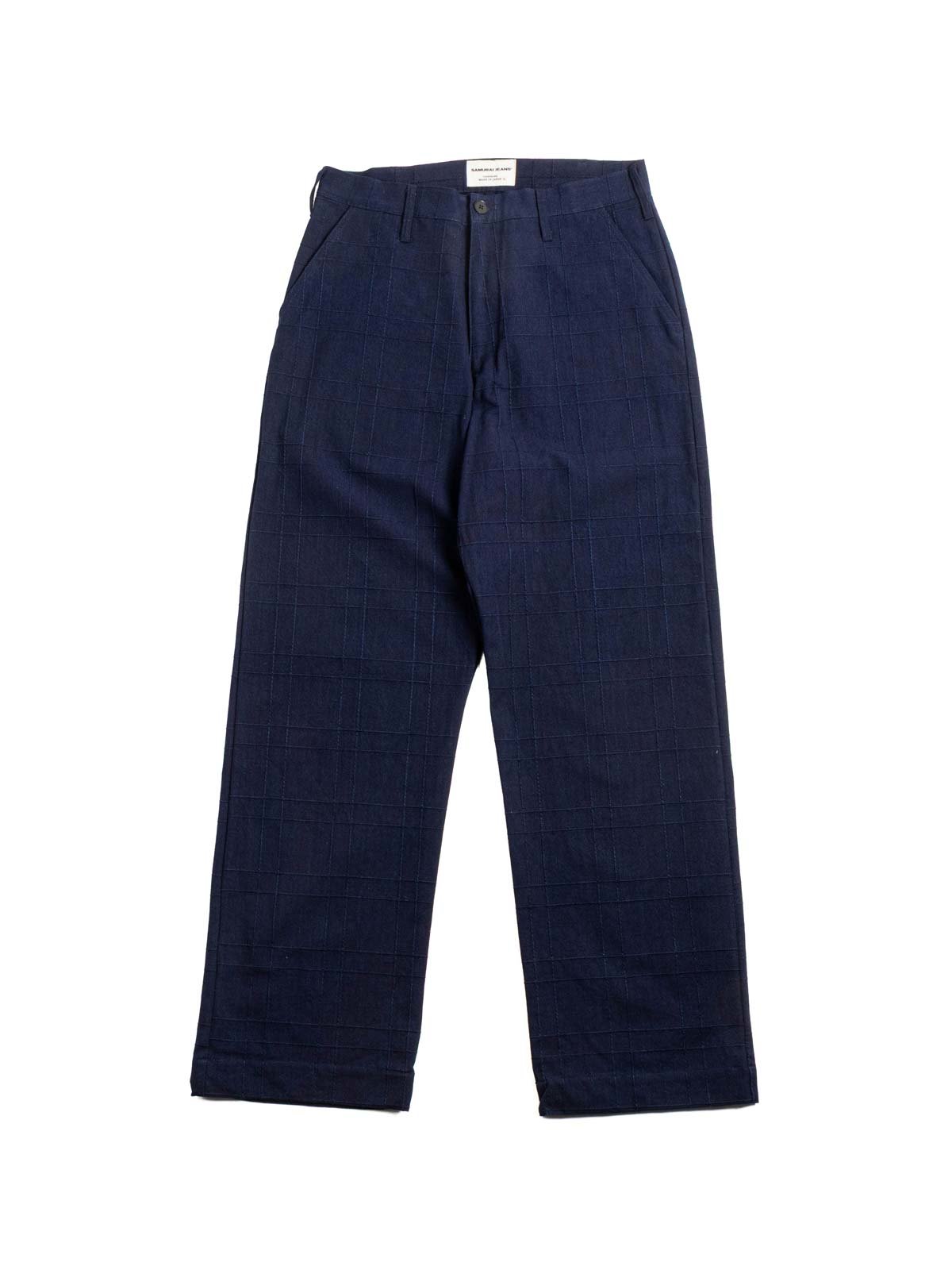 (SJAP&ndash;26&ndash;ARS) (INDIGO SASHIKO LATTICE TROUSER - Image 1