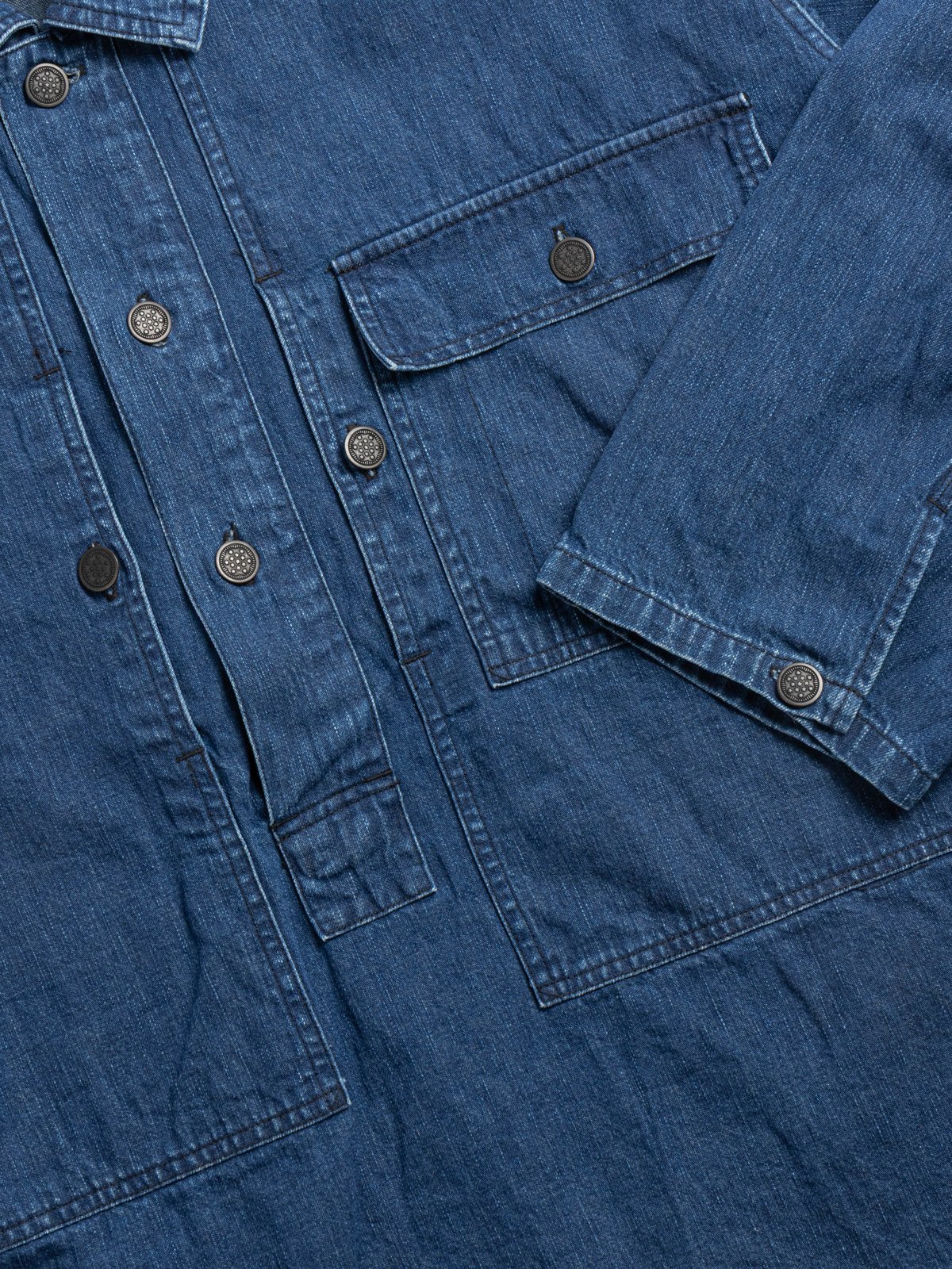 (CSJ004) PULLOVER JACKET 8.5oz INDIGO DENIM w/ BIO–WASH - Image 3