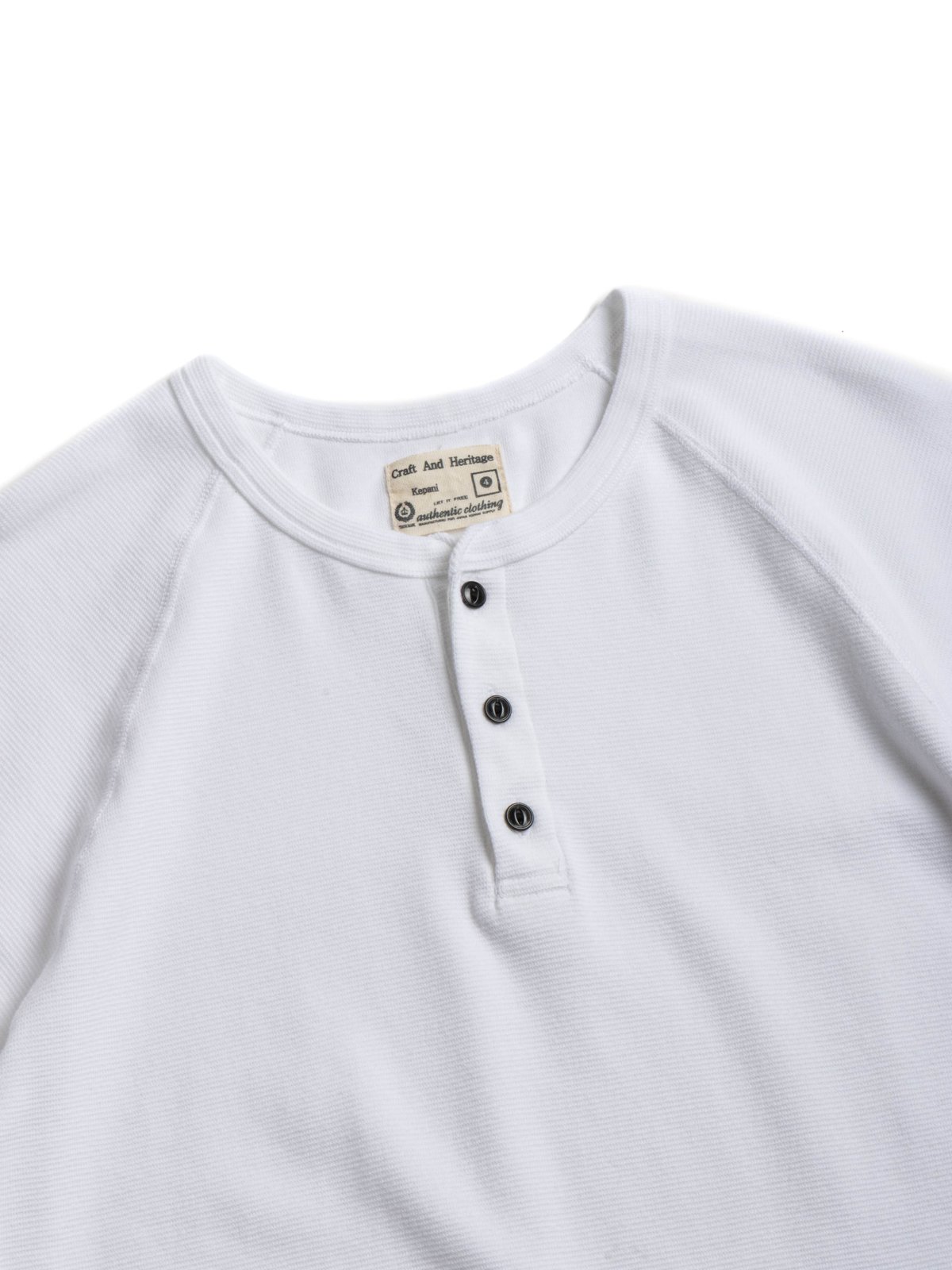 (KP9940MS) RAFFIA SPUN RIB SHORT SLEEVE HENLEY T&ndash;SHIRT WHITE - Image 2