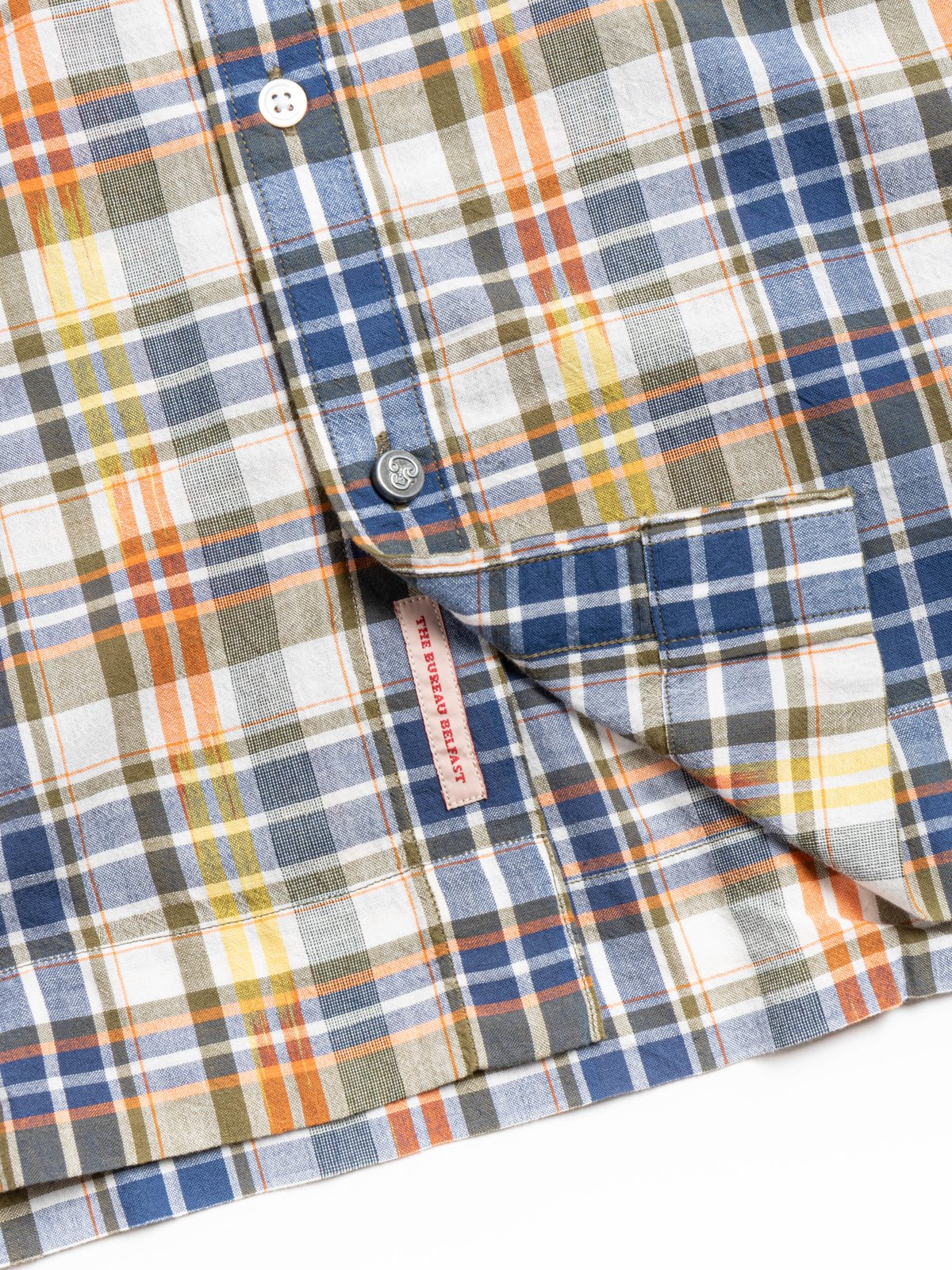 (OM45645.08) IKAT MADRAS B.D. SHIRT NAVY NATURAL - Image 4