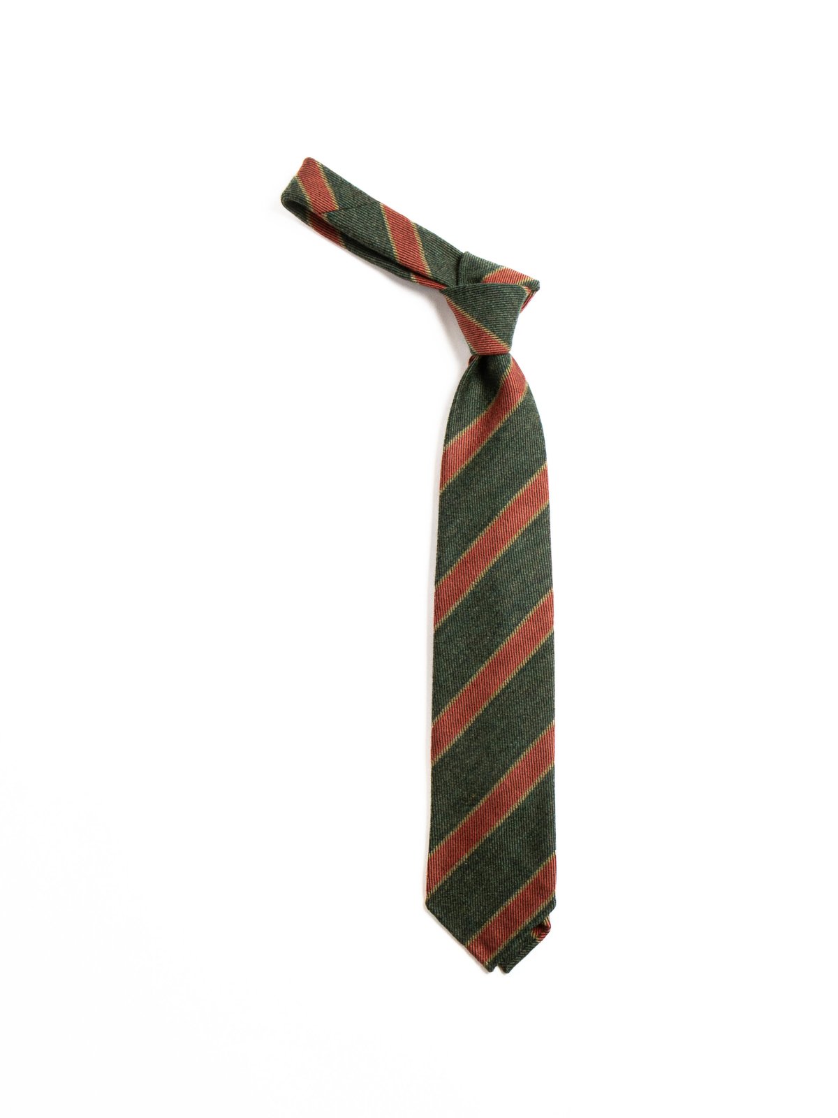 THICK STRIPE WOOL TIE – GREEN/YELLOW/RED - Image 1