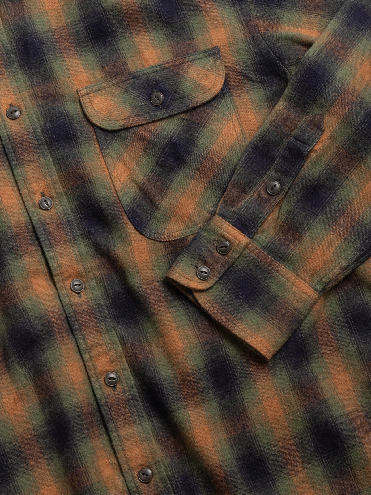 H.UNIT FLANNEL WORK SHIRT GREEN CHECK  - Image 3