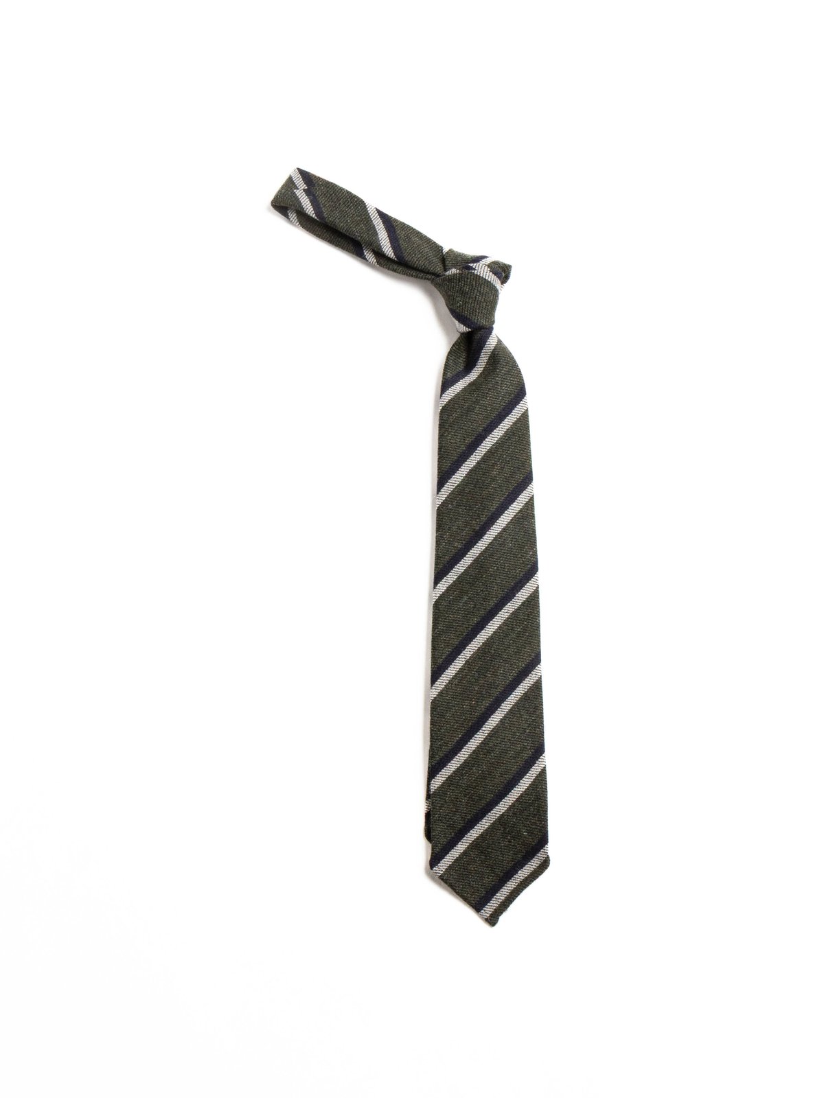 DOUBLE STRIPE WOOL TIE GREEN NAVY - Image 1