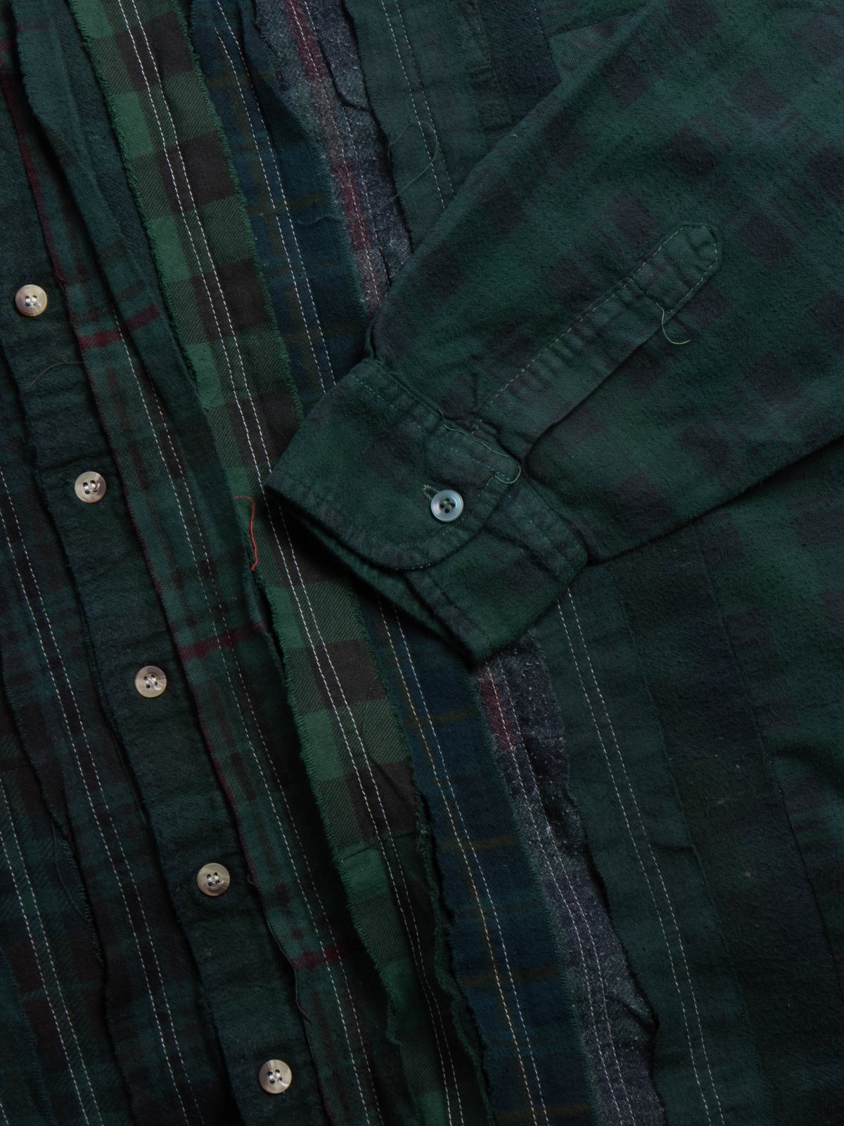 REBUILD BY NEEDLES FLANNEL SHIRT RIBBON SHIRT WIDE GREEN - Image 3