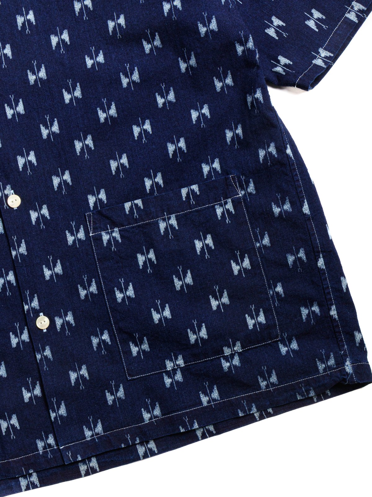 NEEDLES CABANA SHIRT 6oz PRINTED INDIGO KASURI - Image 3