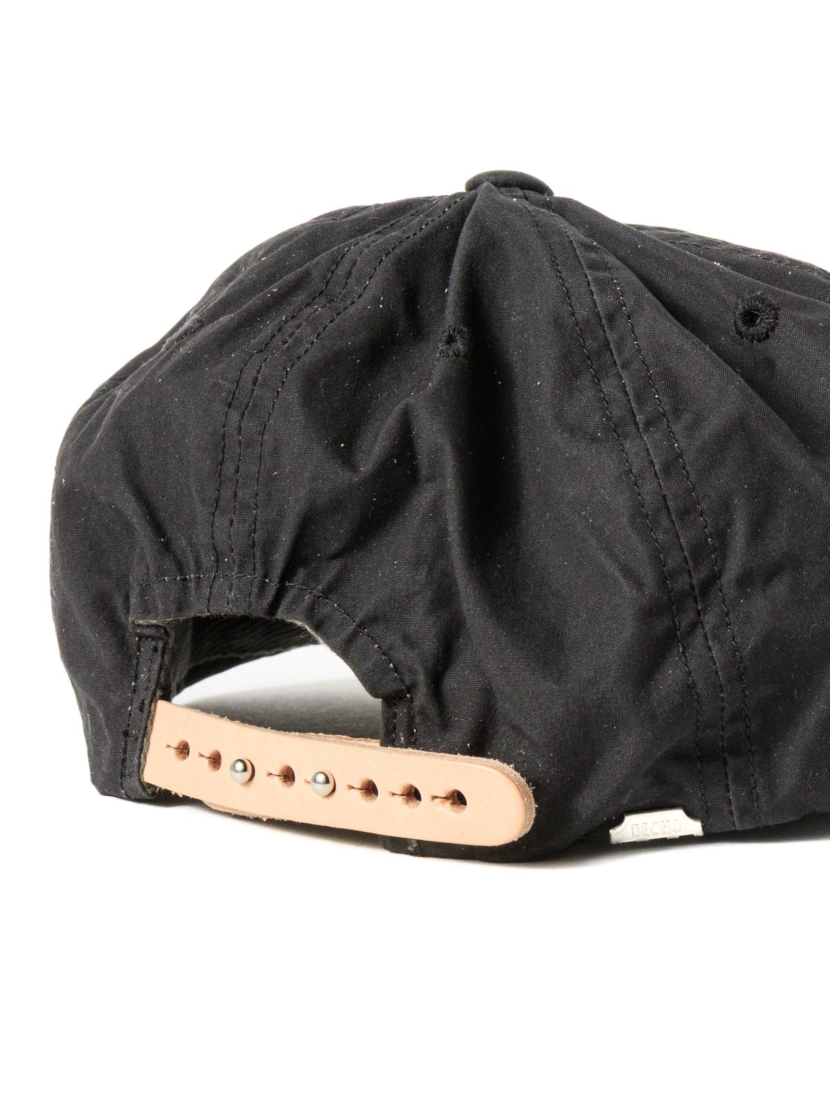 WAXED COTTON BALL CAP LEATHER BUCKLE BLACK - Image 4