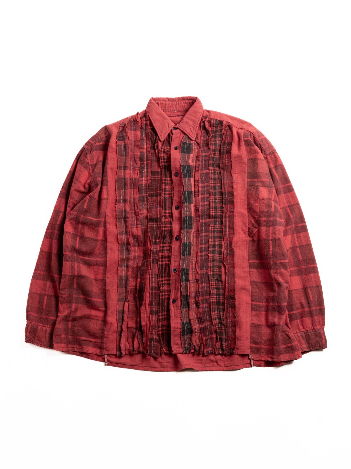 REBUILD BY NEEDLES FLANNEL SHIRT RIBBON SHIRT WIDE RED - Image 1
