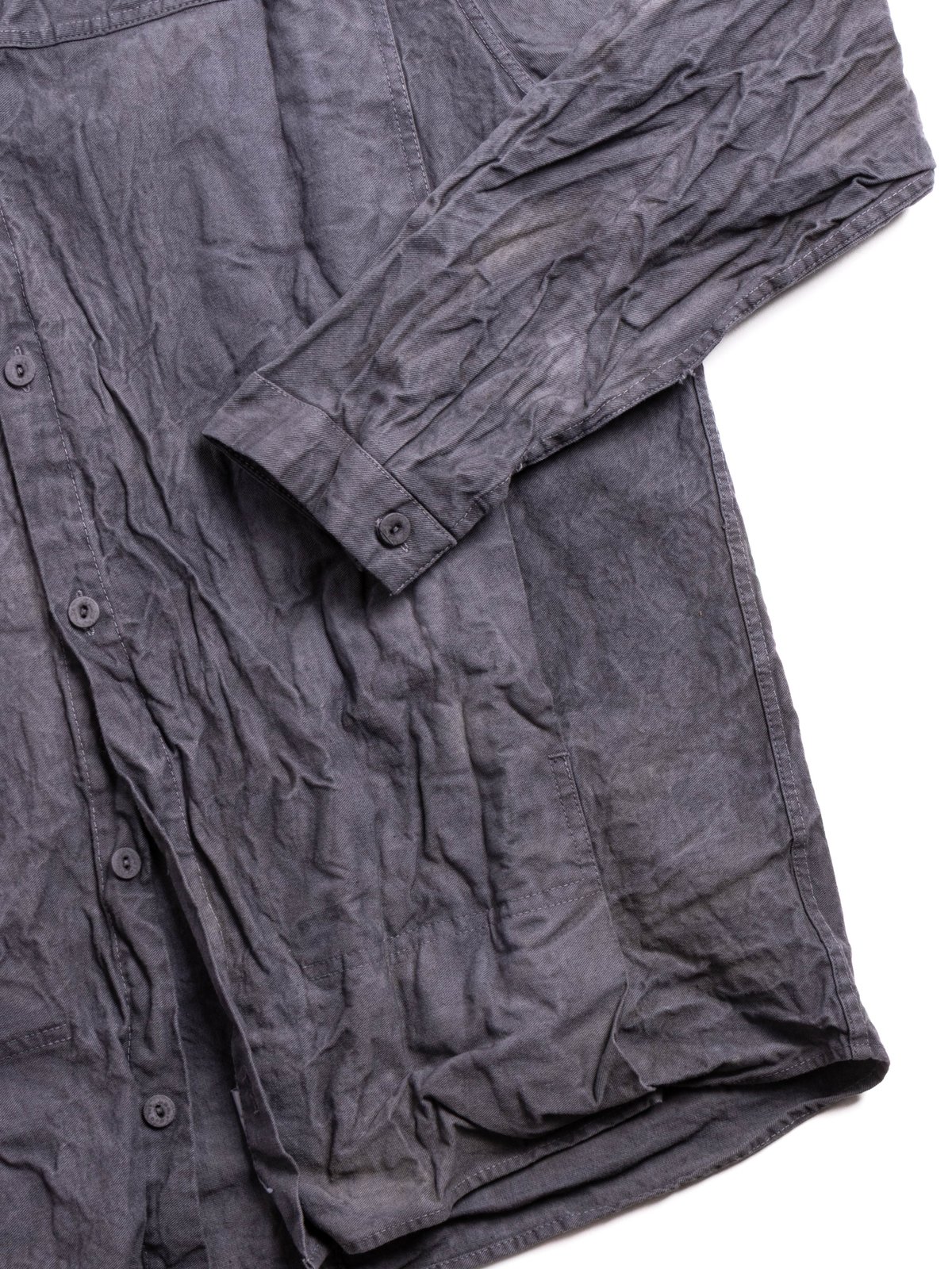 TYPE 401 PLEAT POCKET SHIRT COTTON DROP CLOTH GREY LOGWOOD - Image 3