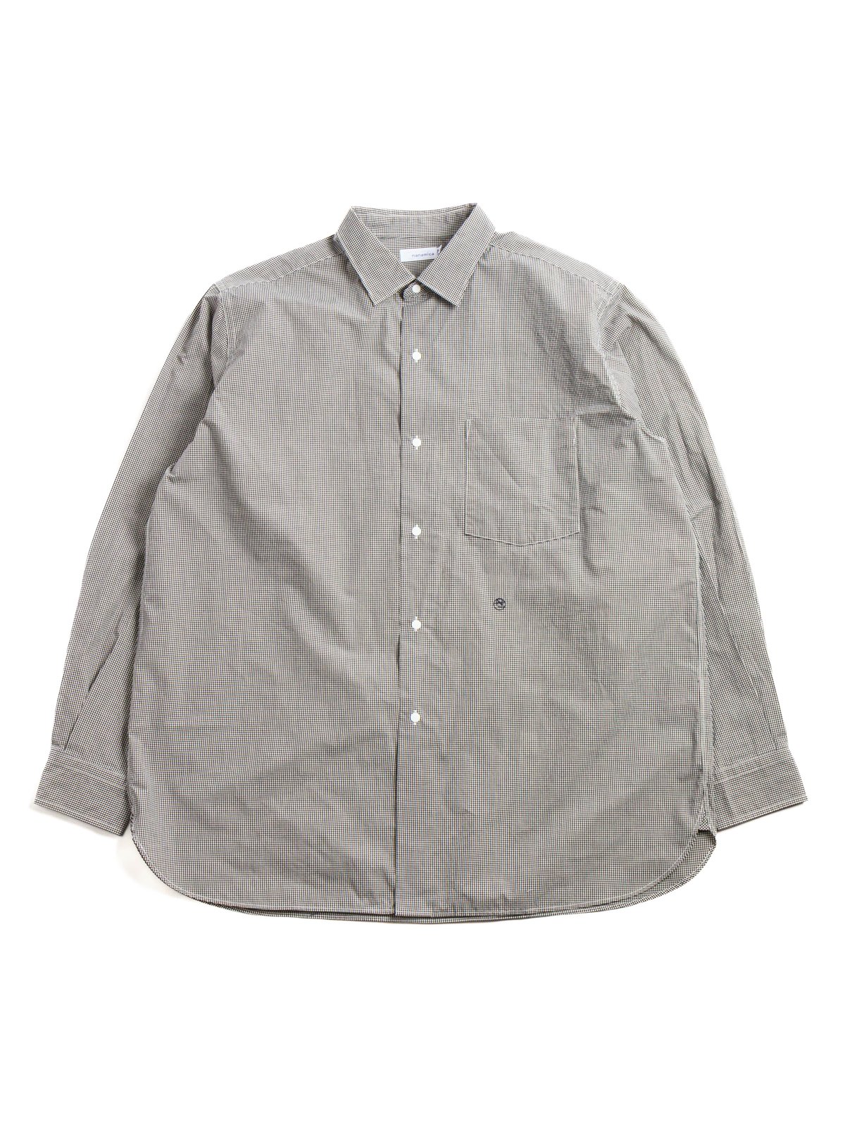REGULAR COLLAR GINGHAM CHECK WIND SHIRT NAVY - Image 1