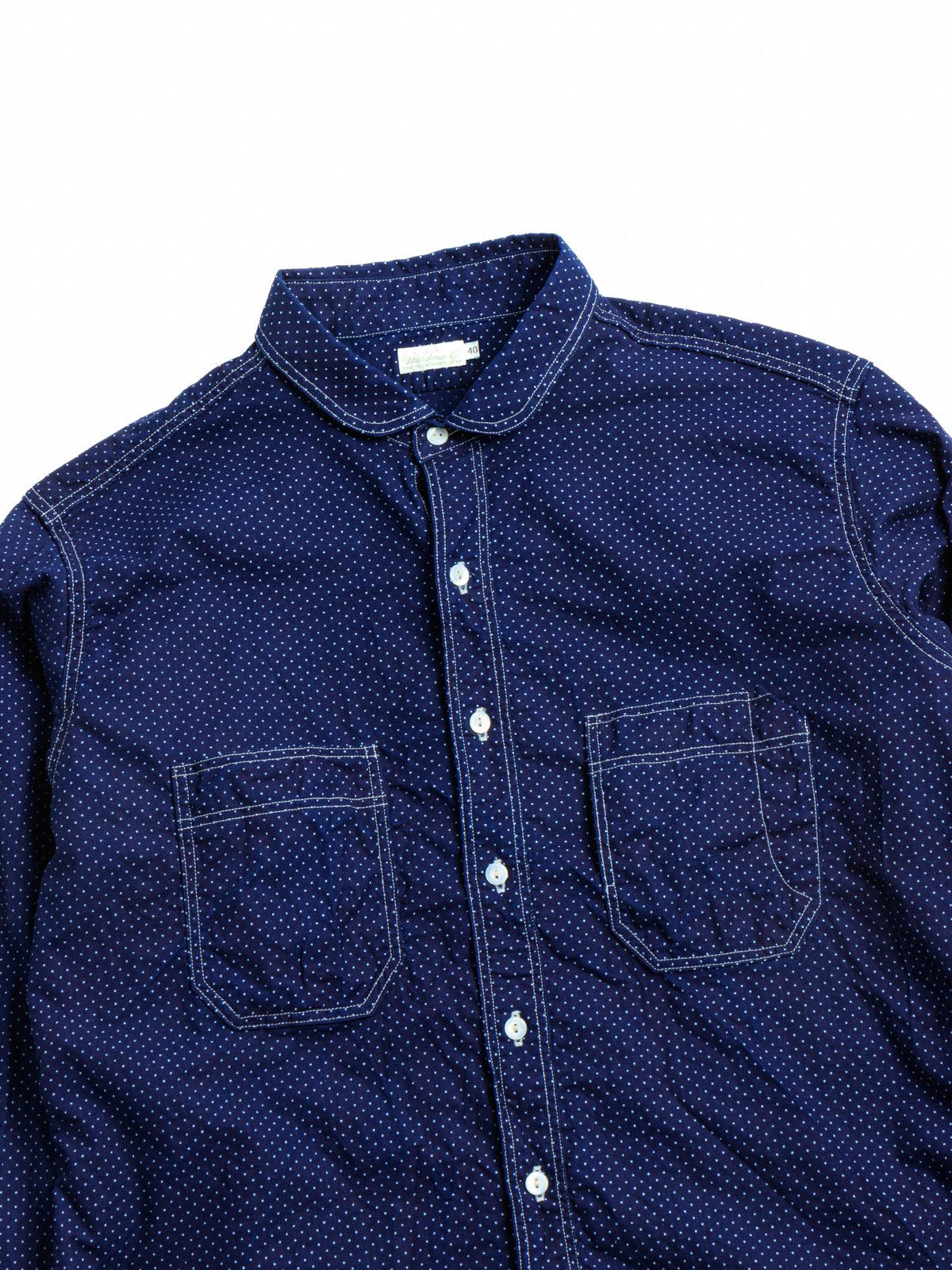 (LOT 3058) IWABASH DOT PRINT SHIRTS (ROUND COLLAR) INDIGO - Image 2