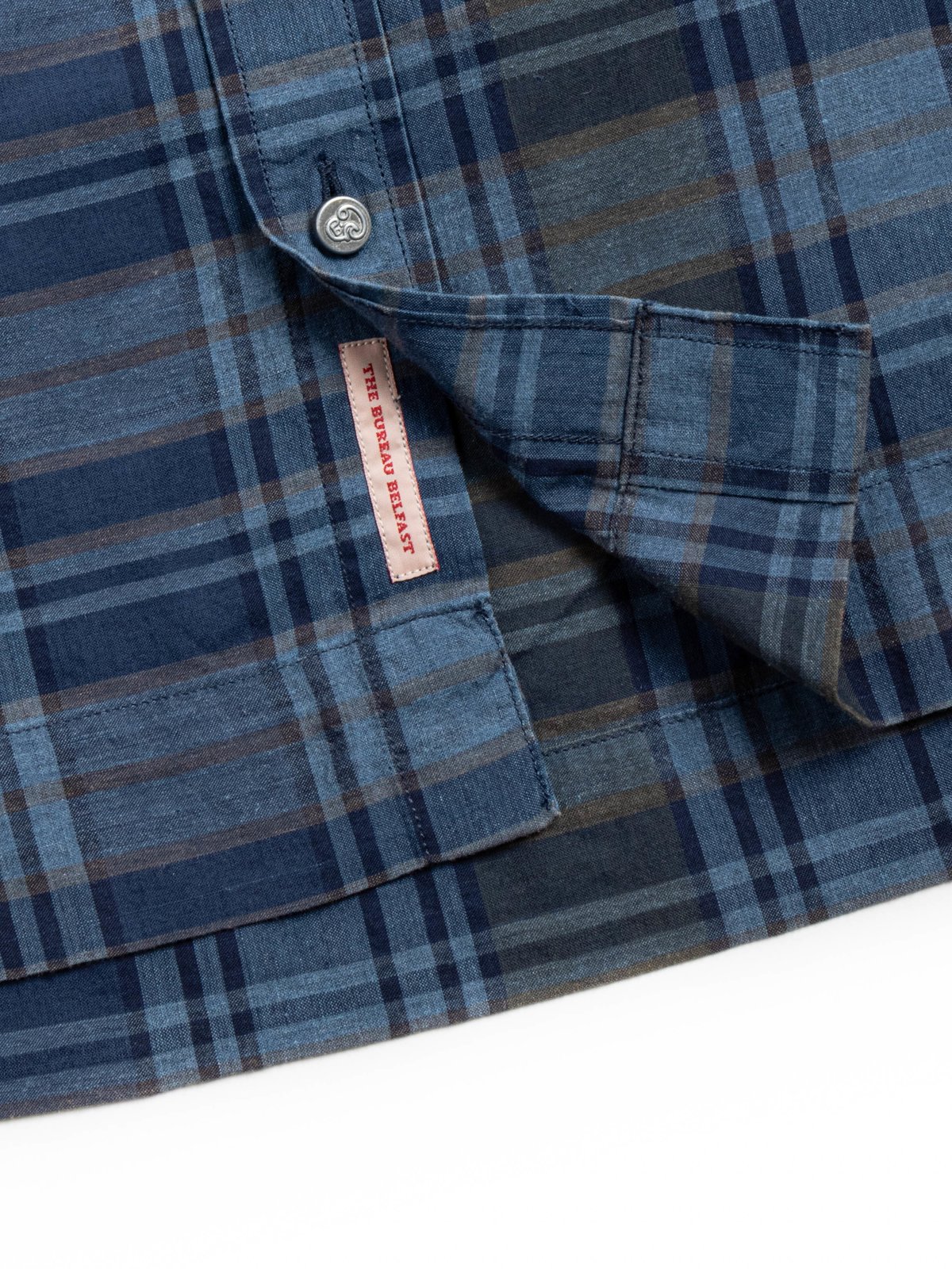 (OM45645.09) STANDARD WEAVE MADRAS CHECK PIGMENT DYE B.D. SHIRT INDIGO - Image 4