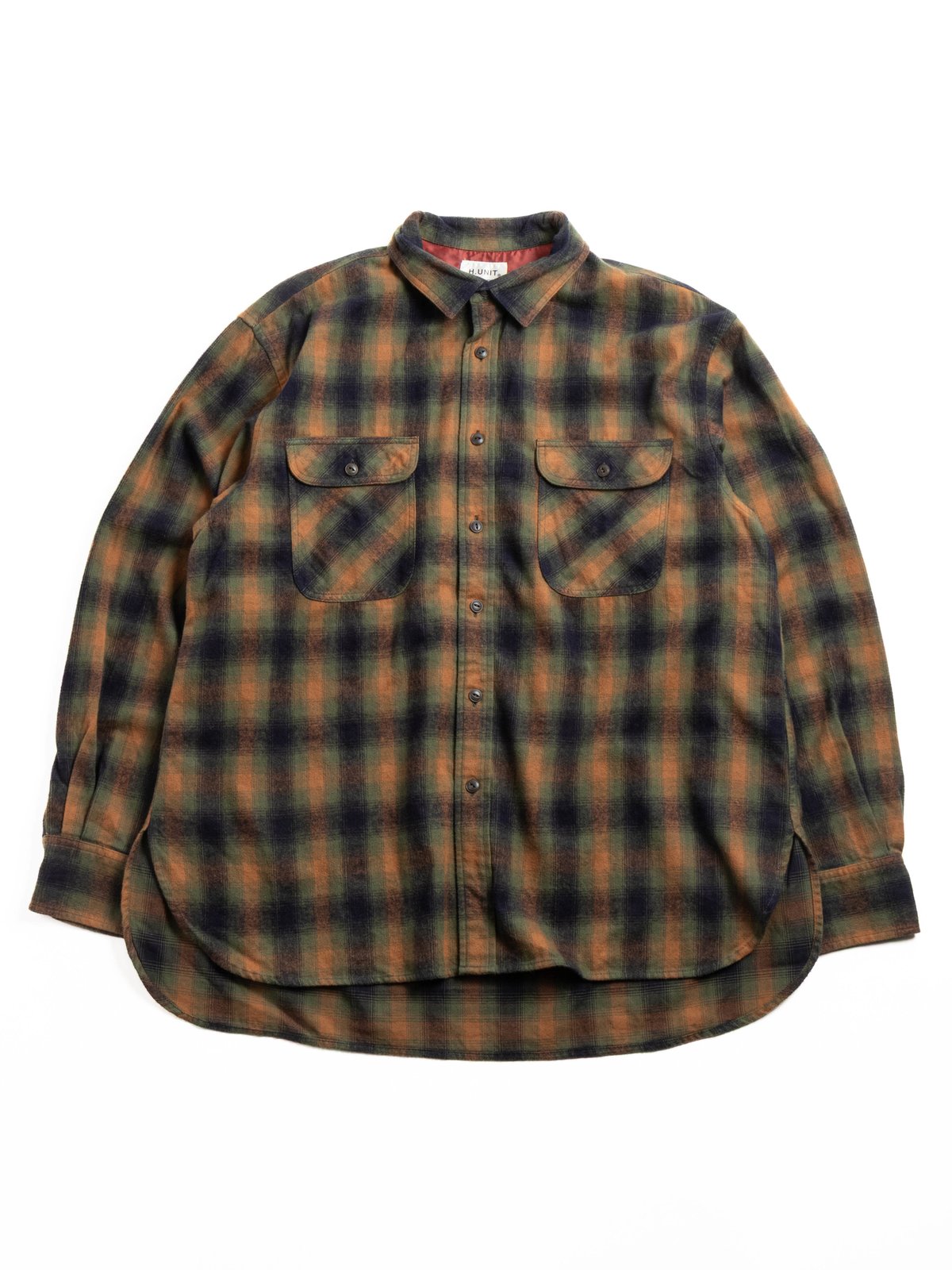 H.UNIT FLANNEL WORK SHIRT GREEN CHECK  - Image 1