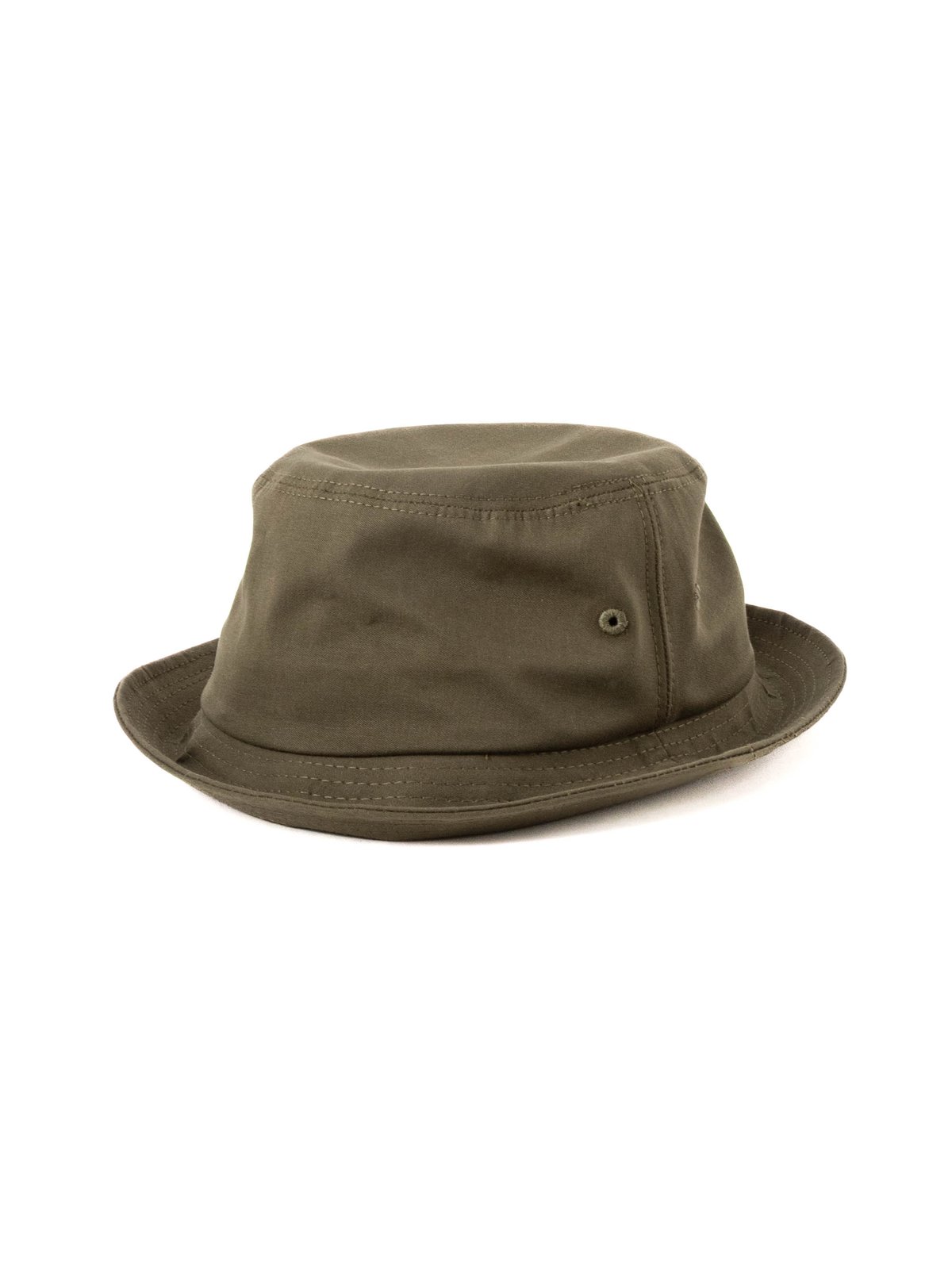 PORKPIE HAT OLIVE COTTON SANDED CLOTH - Image 1