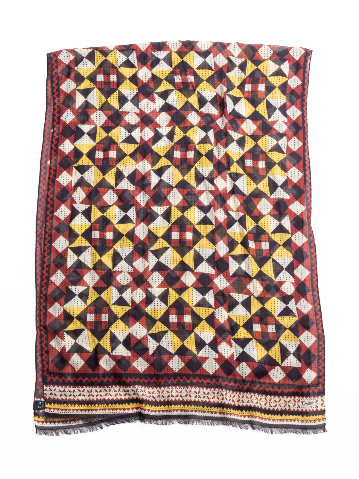 PATCHWORK SCARF RED & YELLOW - Image 3