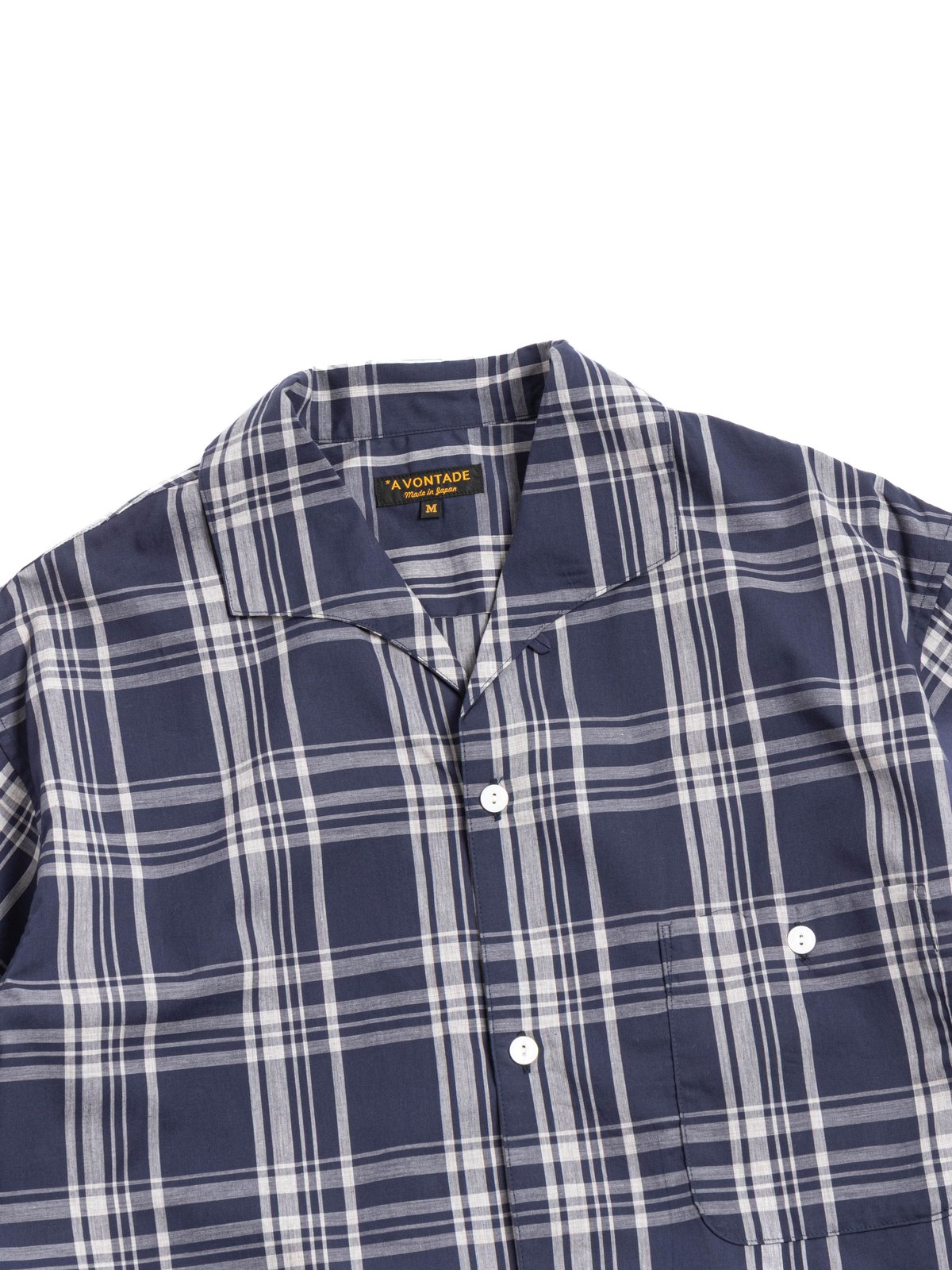 (VTD&ndash;0398&ndash;SH) ITALIAN OPEN COLLAR SS CHECK BROADCLOTH NAVY - Image 2