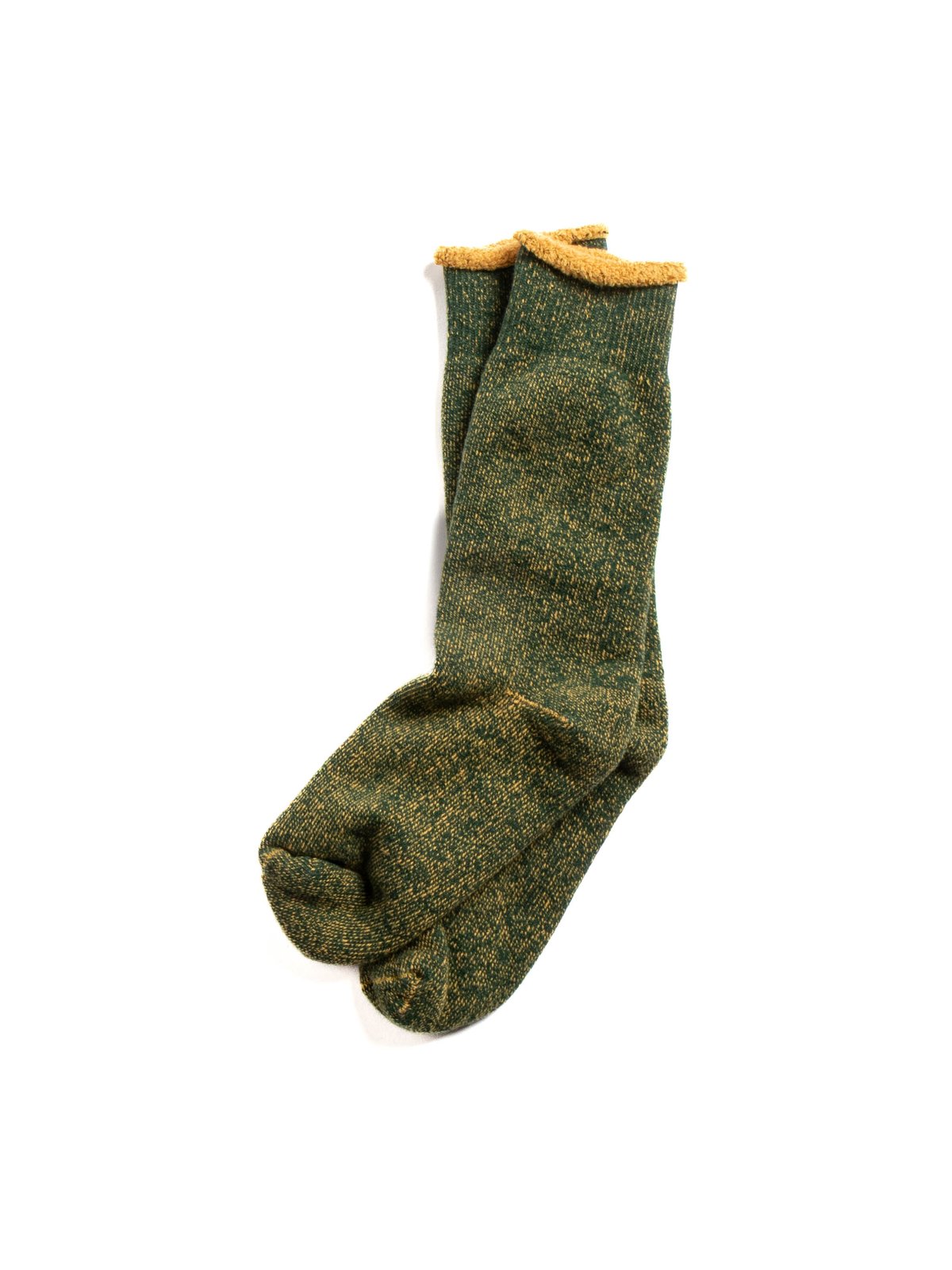 (R1612) REVERSIBLE PILE SOCKS IVY GREEN / D.YELLOW - Image 2